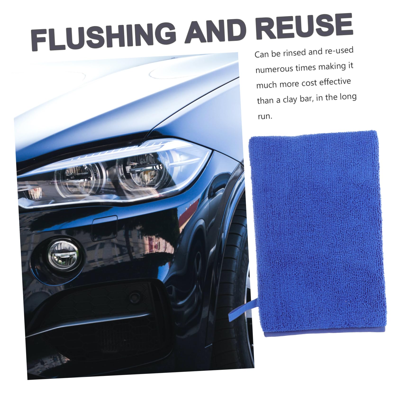 ULTECHNOVO 3piezas Guante Vado De Arcilla para Automóviles Manopla De Limpieza Reutilizable Toalla De Microfibra para Detailing y Pulido Elimina Contaminantes Pintura Azul