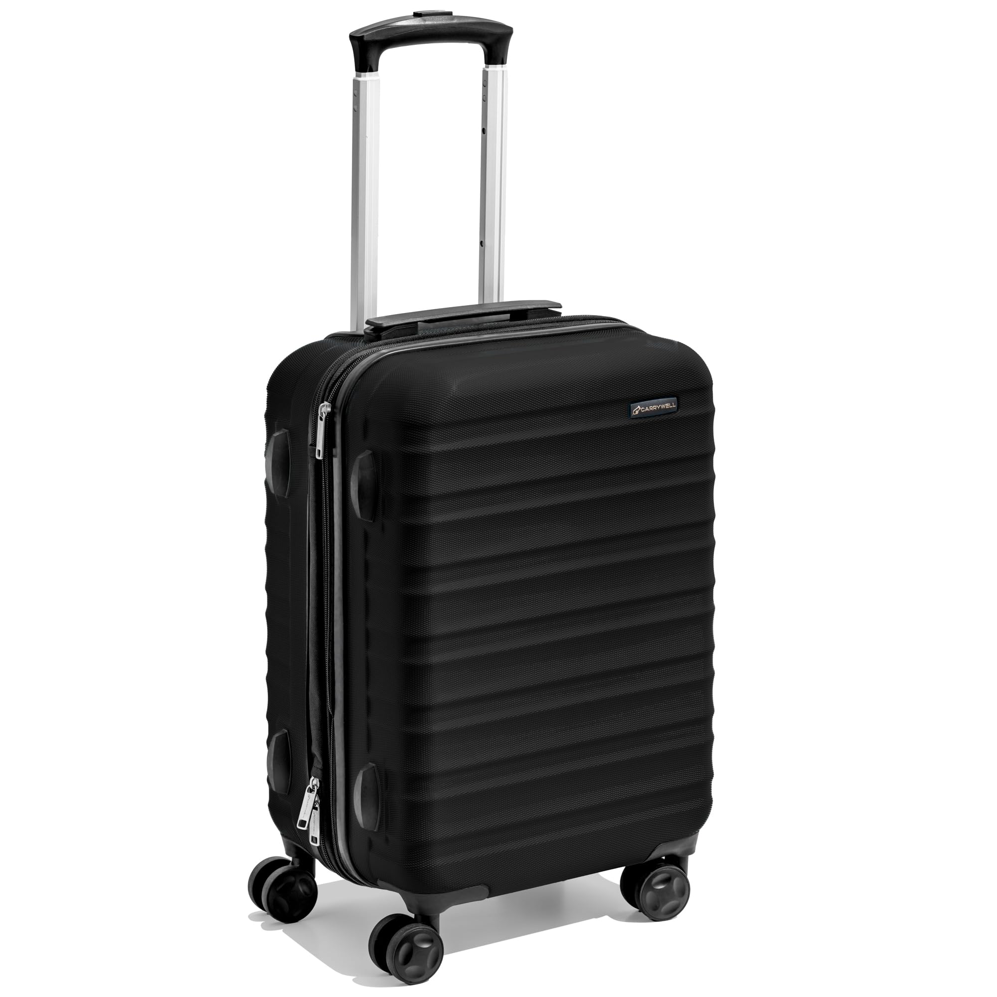 Carrywell (Not Made In China) 21-Inch Hardside Luggage Spinner, Expandable, Scratch Resistant Shell, 4 Spinner Wheels (Black)