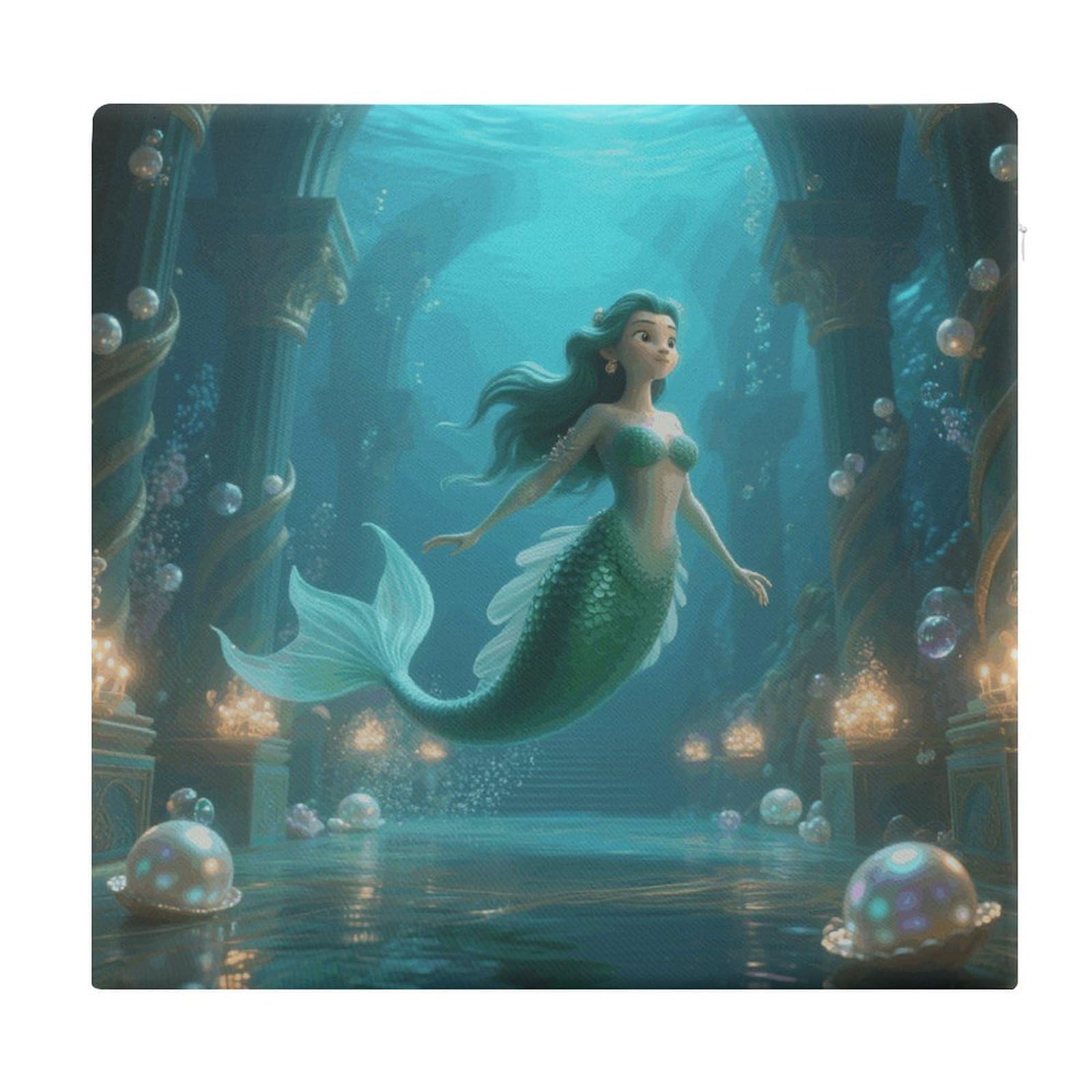 VstaDank Mermaid in Underwater Palace Cushions Memory Dining Chairs Cushion Non Slip Car Seat Cushions Indoo Dining Room Square Chair Pads with Zipper and Removable Cover Cushion