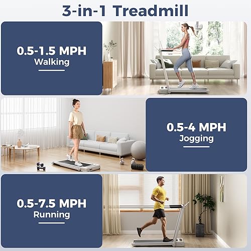 Miniatura 2 de GYMAX Cinta de correr con escritorio, caminadora 3 en 1 para debajo del escritorio, almohadilla para caminar con escritorio extraíble, monitor LED,