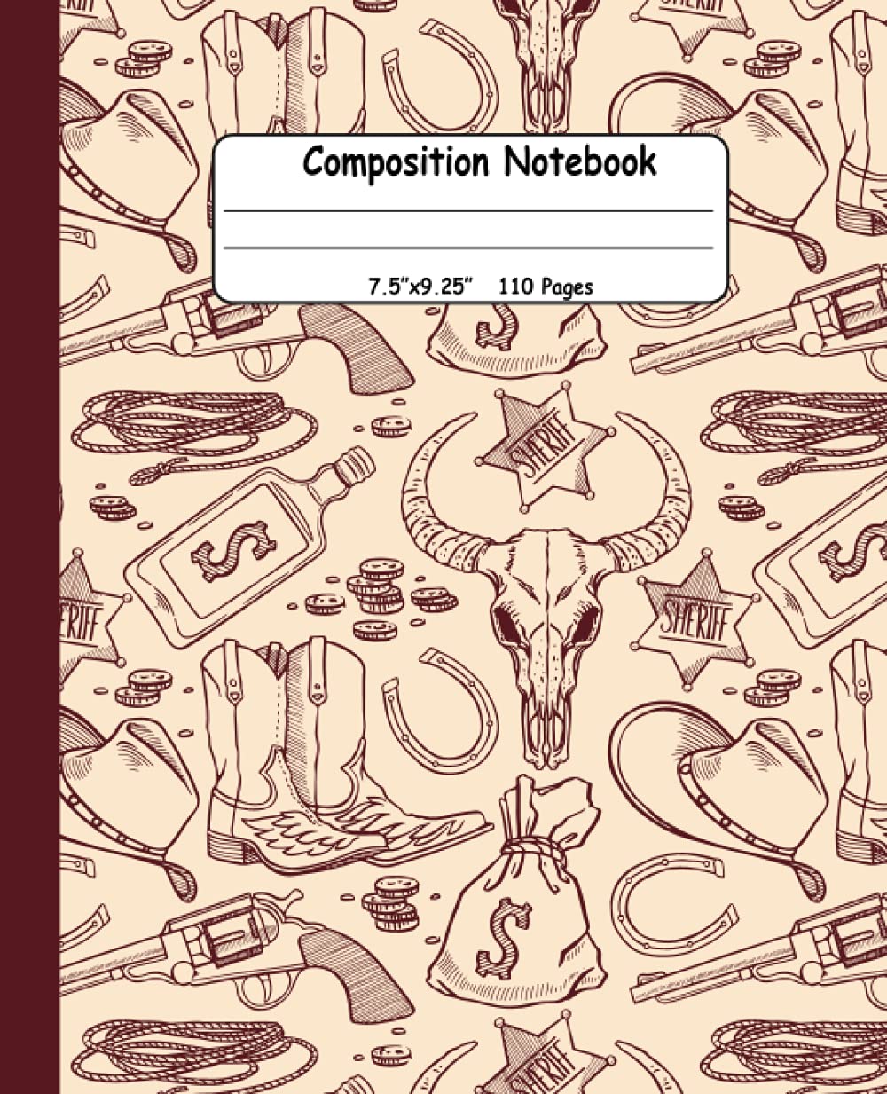 Composition Notebook For Cowboy Lovers: Cowboy Cover Design, Wide Ruled, 7.5"x9.25", 110 Pages, For kids, teens, and adults (Composition Notebooks)