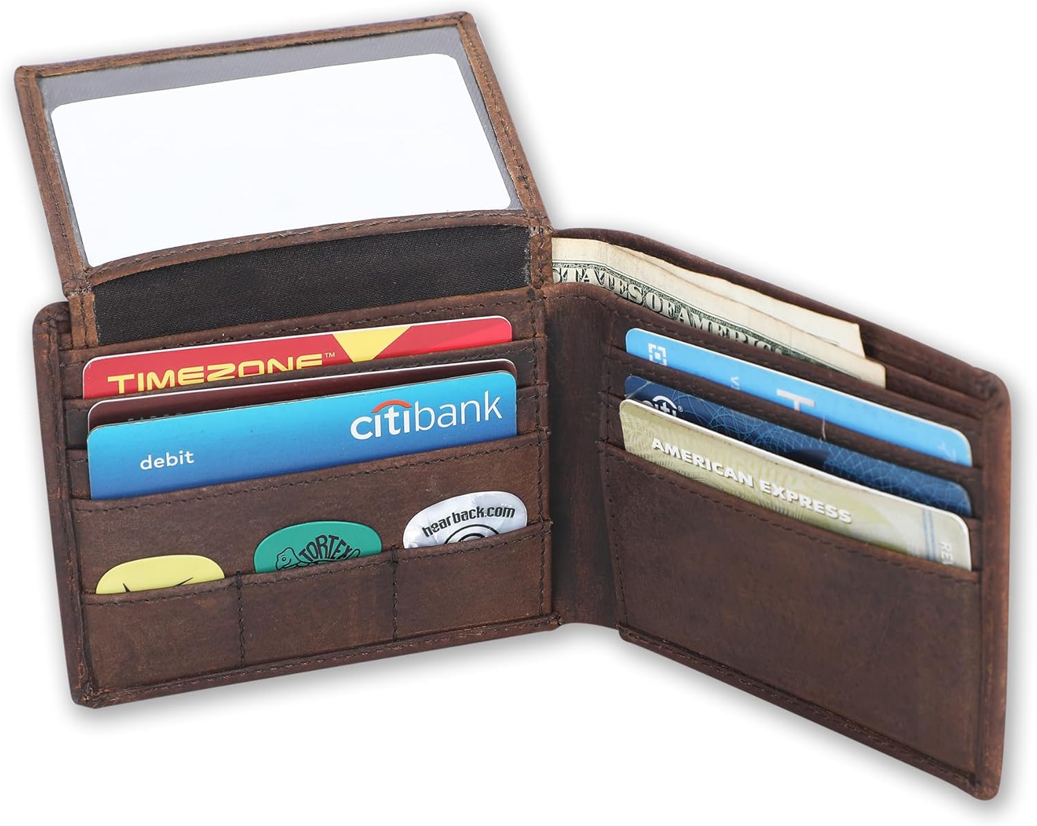 Full Grain Leather RFID Blocking Bifold Wallet for Men with Guitar Pick Holder, Slim Leather Billfold, Classic Gift Wallet (Pass Case Wallet, Brown) - Image 2