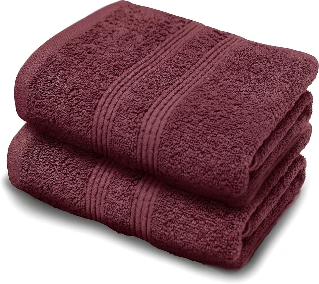 Makooz Premium Bathroom and Kitchen Hand Towels Pack of 2-500 GSM Combed Ring Spun 100% Egyptian Cotton - Quick Dry & Absorbent - Fast Drying Soft and Luxurious Bath Hand Towel Set - 50x85cm Wine โ image 1