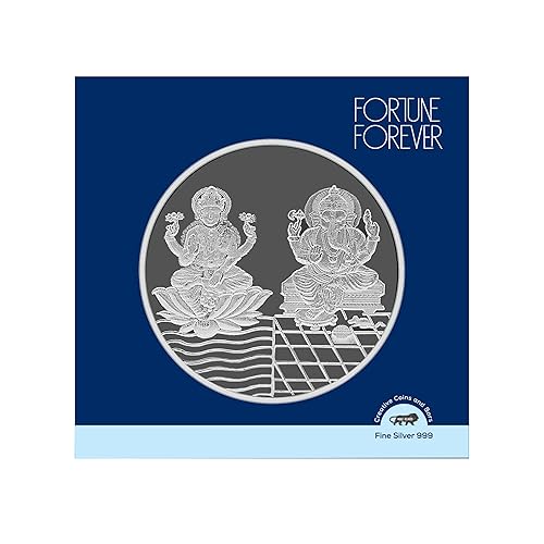 Pure Silver Laxmi/Lakshmi & Ganpati/Ganesh Ji Coin/Sikka for Diwali|Dhanteras with Blister Card for Gifting & Religious Use (999 Purity)(5 Grams - 100 Grams)