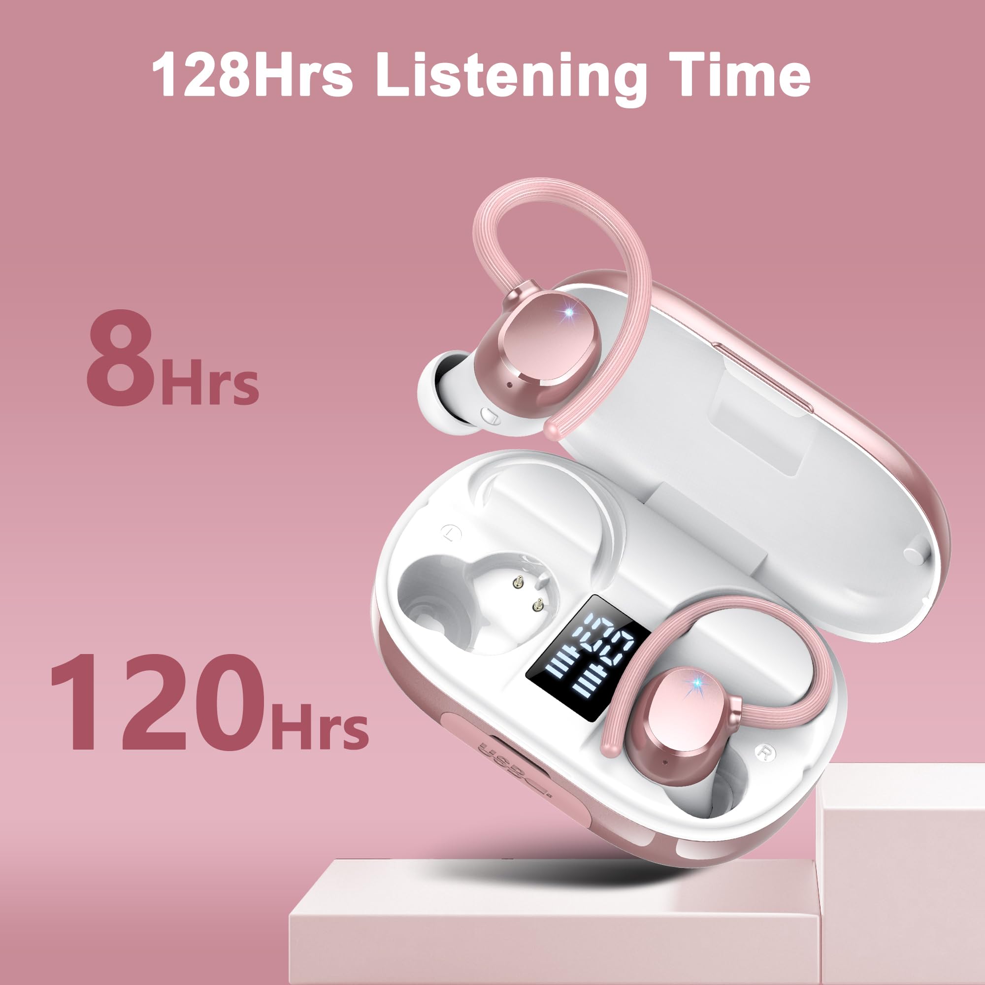 Auriculares Inalámbricos Deportivos Bluetooth 5.3 HiFi Estéreo 128H IPX7 Control Táctil