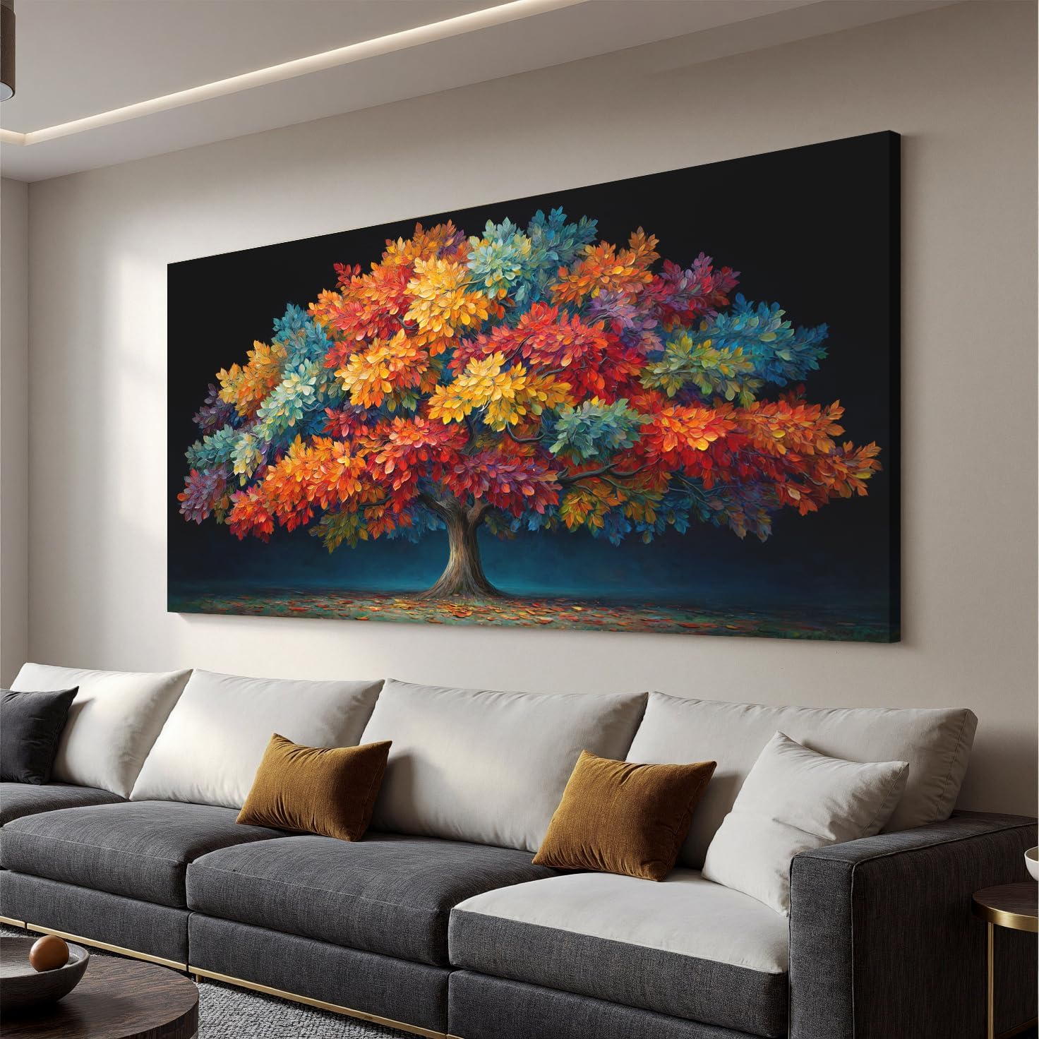 YISXINOAG Large Wall Decor Canvas Art Wall Decor Tree of Life Wall Art for Living Room Modern Home Decorations Colorful Tree Paintings Landscape Pictures for Bedroom Ready to Hang Size 29"X58"