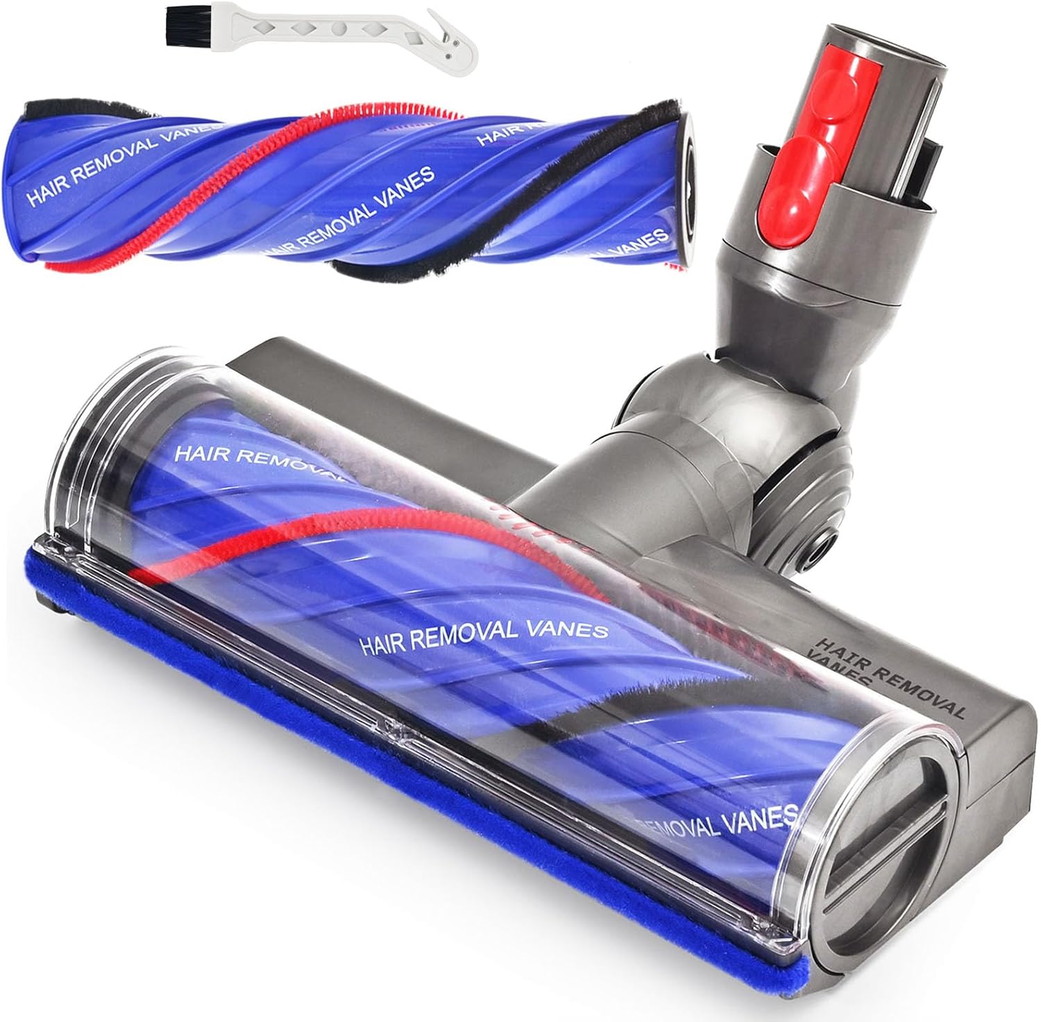 Upgrade Anti-Tangle Vacuum Attachments Head Replacement Parts for Dyson V7 V8, Cyclone V10,V11,V15 Cordless Vacuum Cleaner, Quick Release Motor-Head Brush Roller, for Carpets and Hardwood Floors