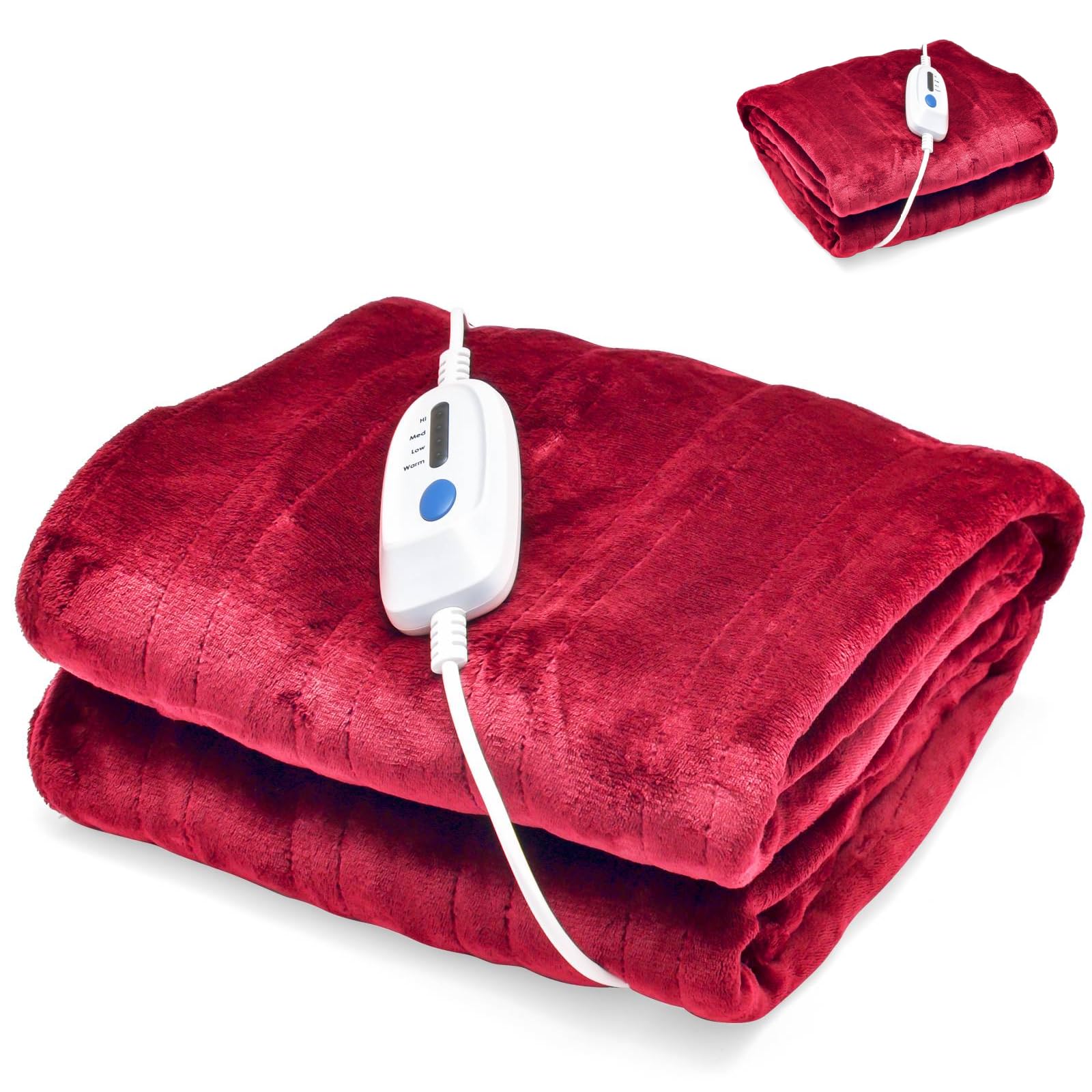Electric Heated Blanket, Flannel Heated Overblanket with 4 Heating Levels, 8 Hours Auto Of...