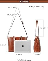 Vista 4 de BOSTANTEN Bolso de mano de cuero para mujer para laptop, bolsa al hombro de oficina, maletín vintage de 15.6 pulgadas, bolso de trabajo