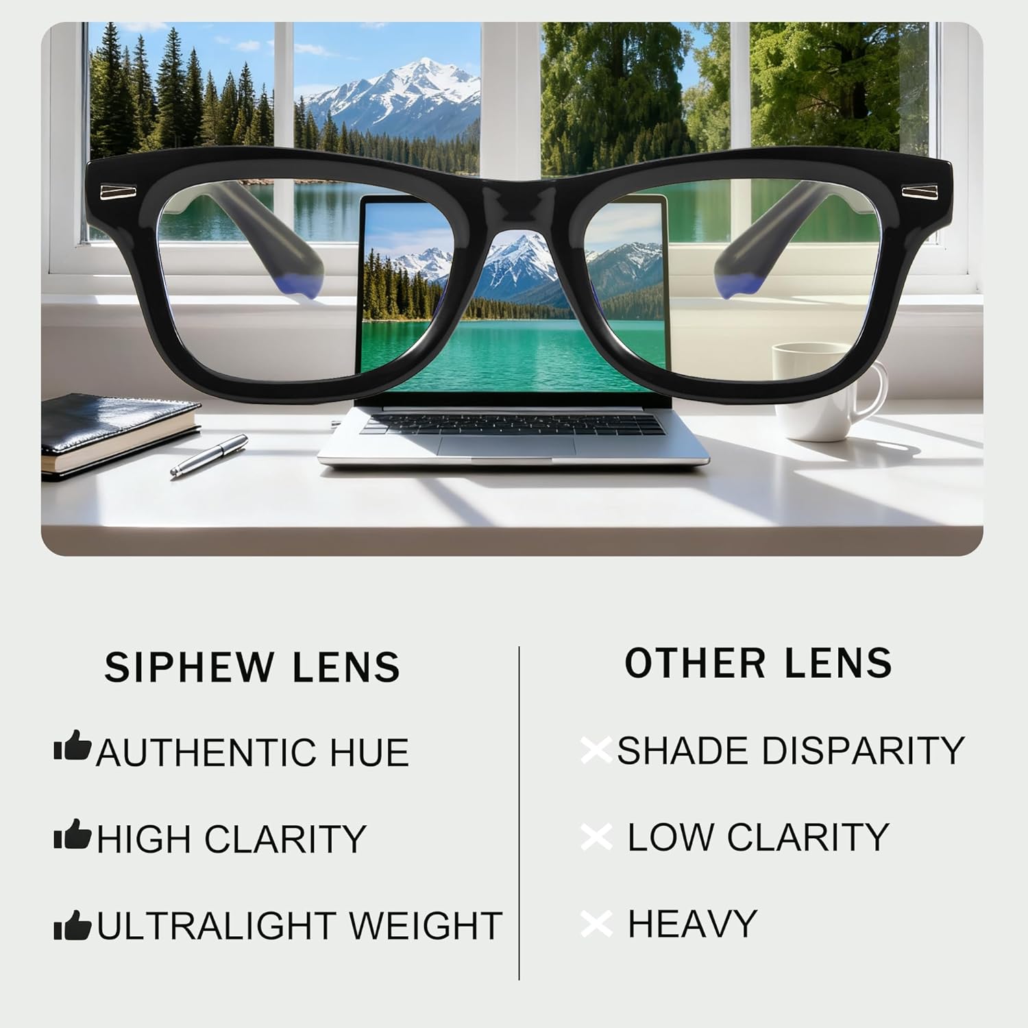 SIPHEW Women's Blue Light Blocking Glasses - Narrow TR90 Sturdy Frame Anti Blue Light Glasses & Eye Strain for Women - Image 6