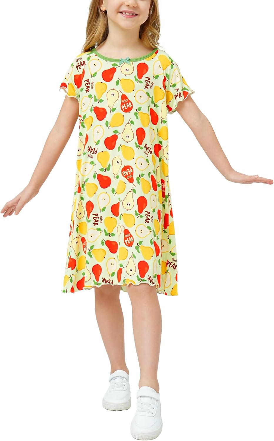 EASWEET Bamboo Viscose Girls Nightgowns Short Sleeve Soft Pajama Dress for Girls