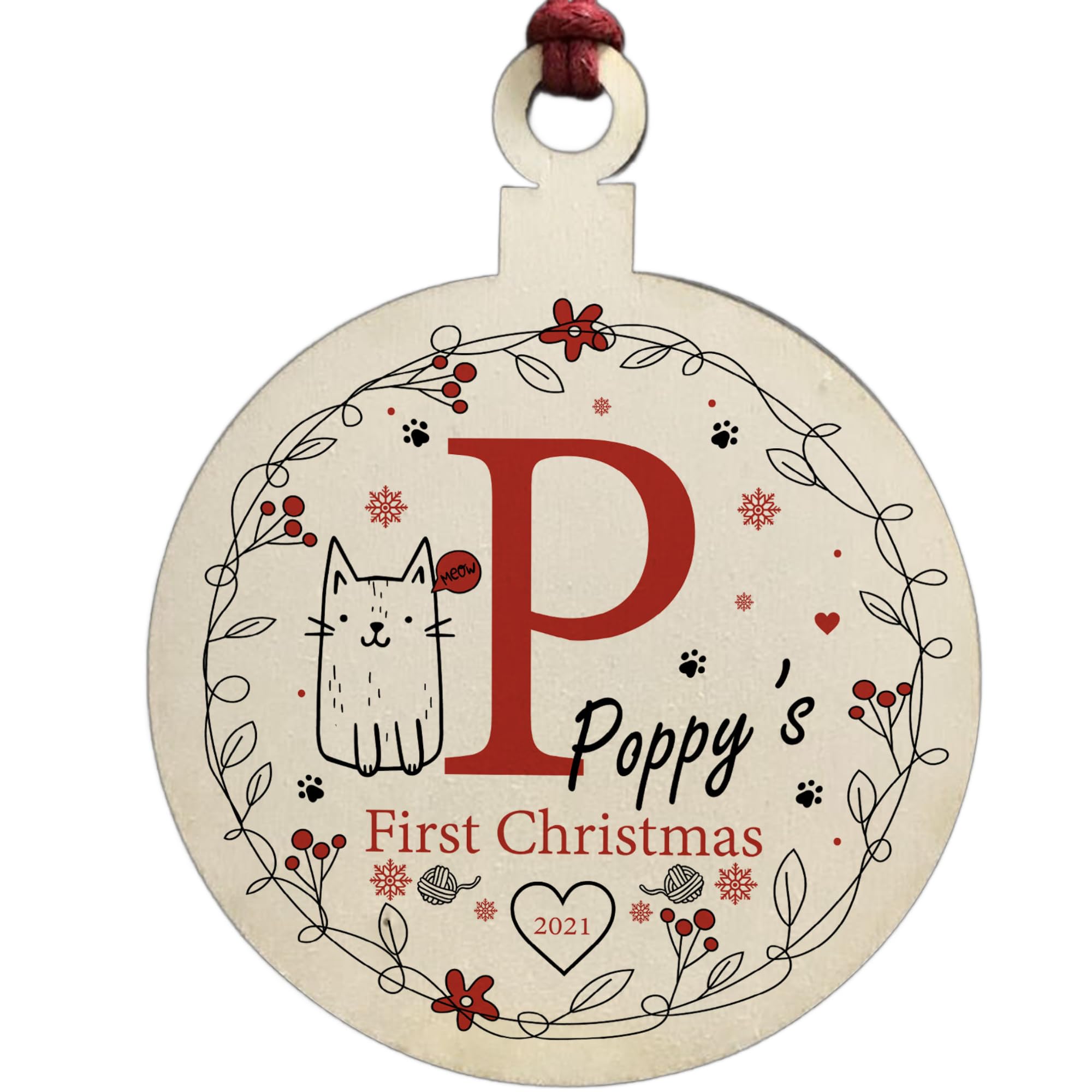 Cats 1st Christmas Decoration Personalised Quirky Bauble Pet Gift Keepsake