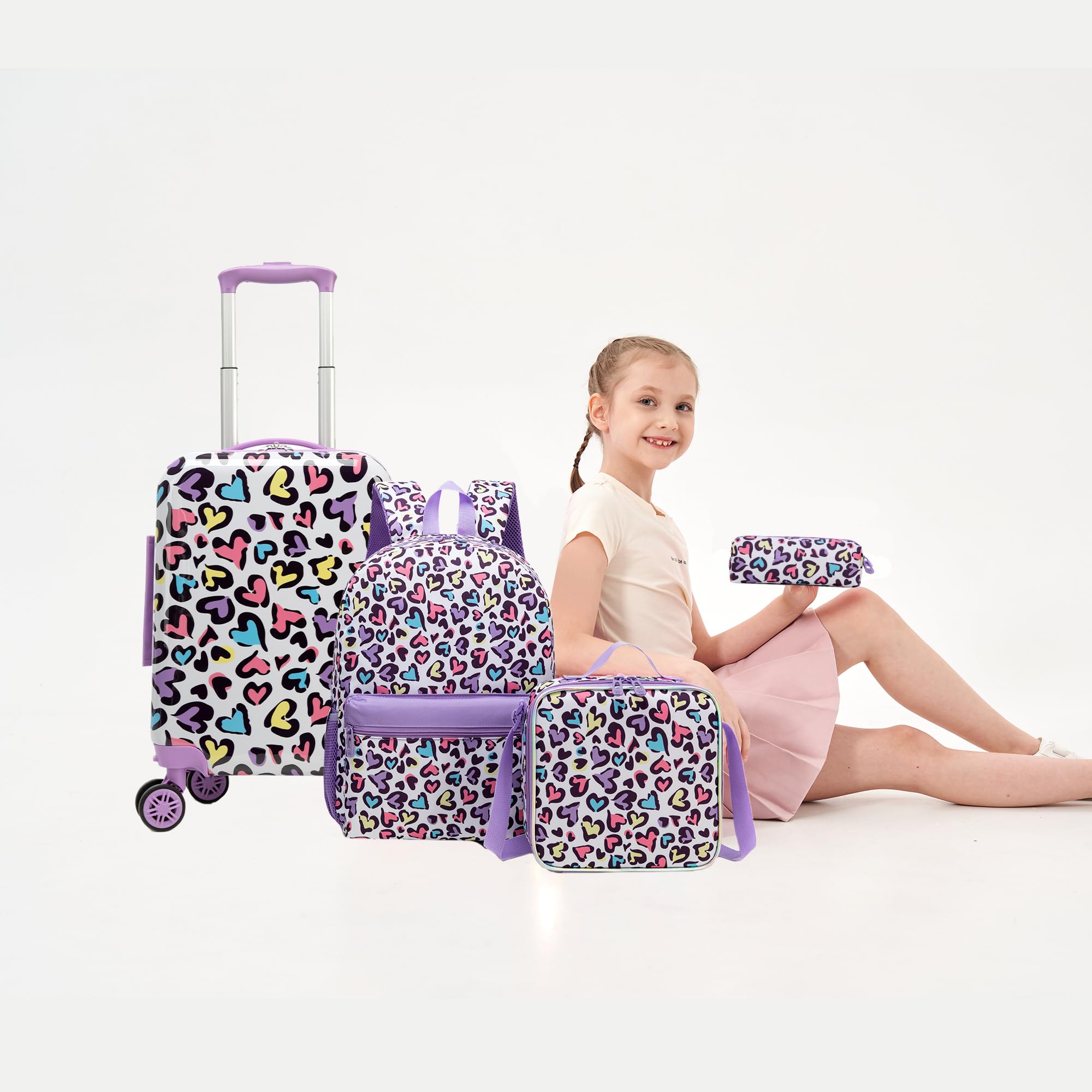 HTgroce 5pcs Set di Valigie per Bambini, Bagaglio a Mano Viaggio Ragazza