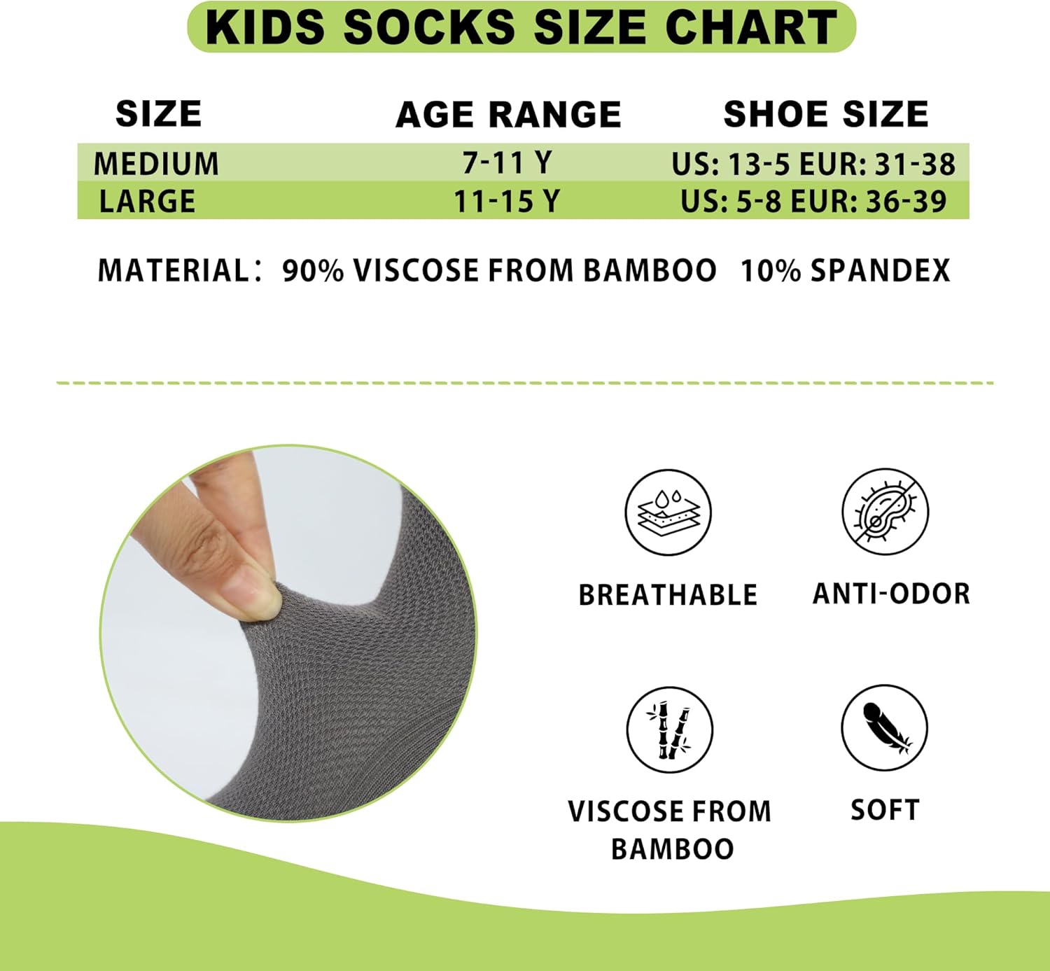 SERISIMPLE Viscose Bamboo Mesh Kids Low Cut Socks Unisex Child Ankle Athletic Socks Soft Breathable Boy Girl 5 Pairs - Image 5