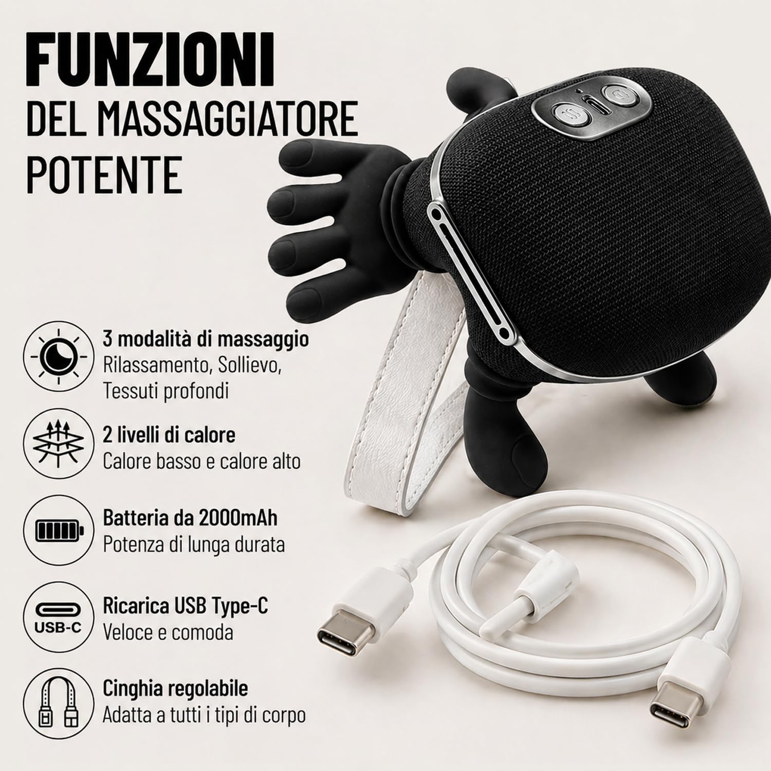 BeFit24 Massaggiatore Cervicale Ergonomico 4D Senza Fili, Massaggiatore Collo e Spalle con Calore, Massaggio Cervicale Profondo per Sollievo dal Dolore, Cuscino Massaggiante Schiena Portatile USB