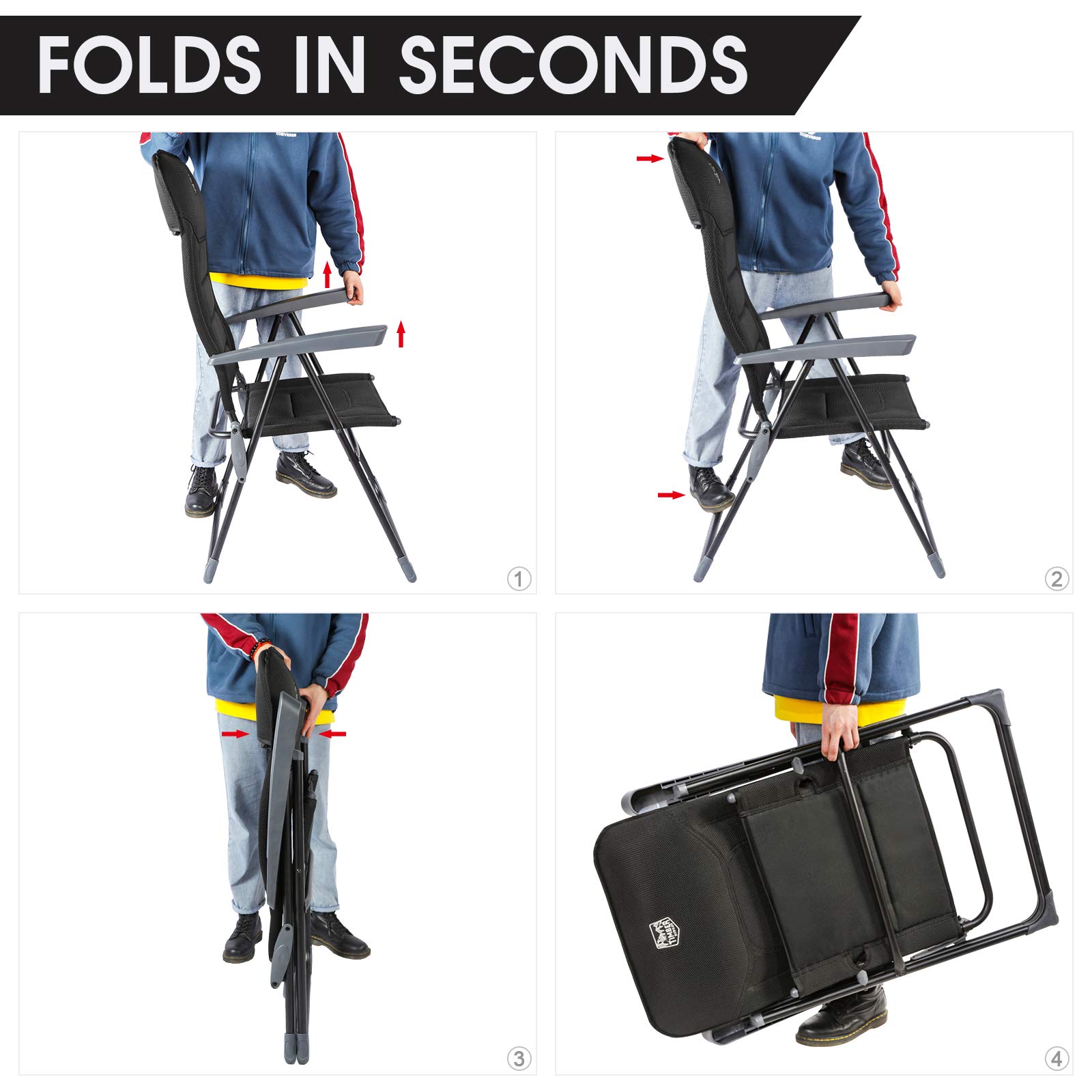 Timber Ridge Folding Camping Garden Reclining Chairs Outdoor Sturdy