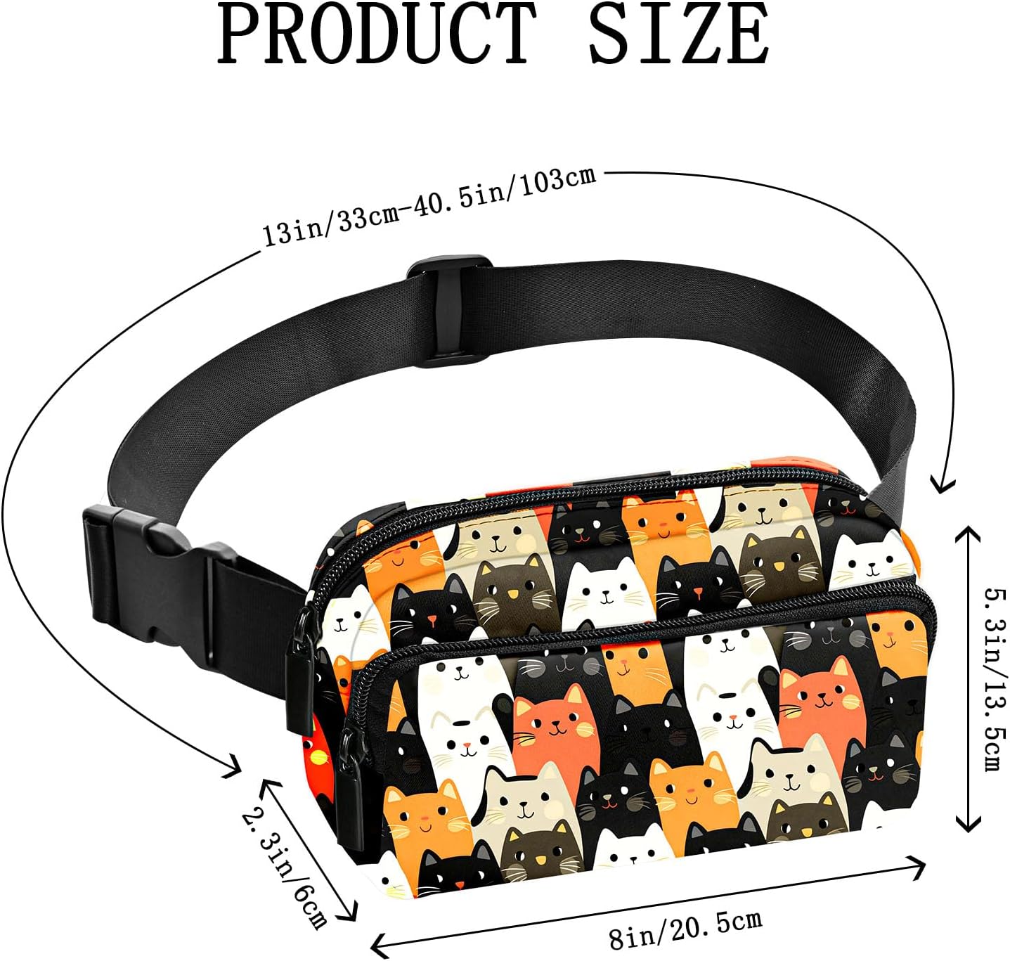 Cat Fanny Pack for Women Casual Belt Bag Fashion Waist Pack with Adjustable Strap Traveling - Image 3