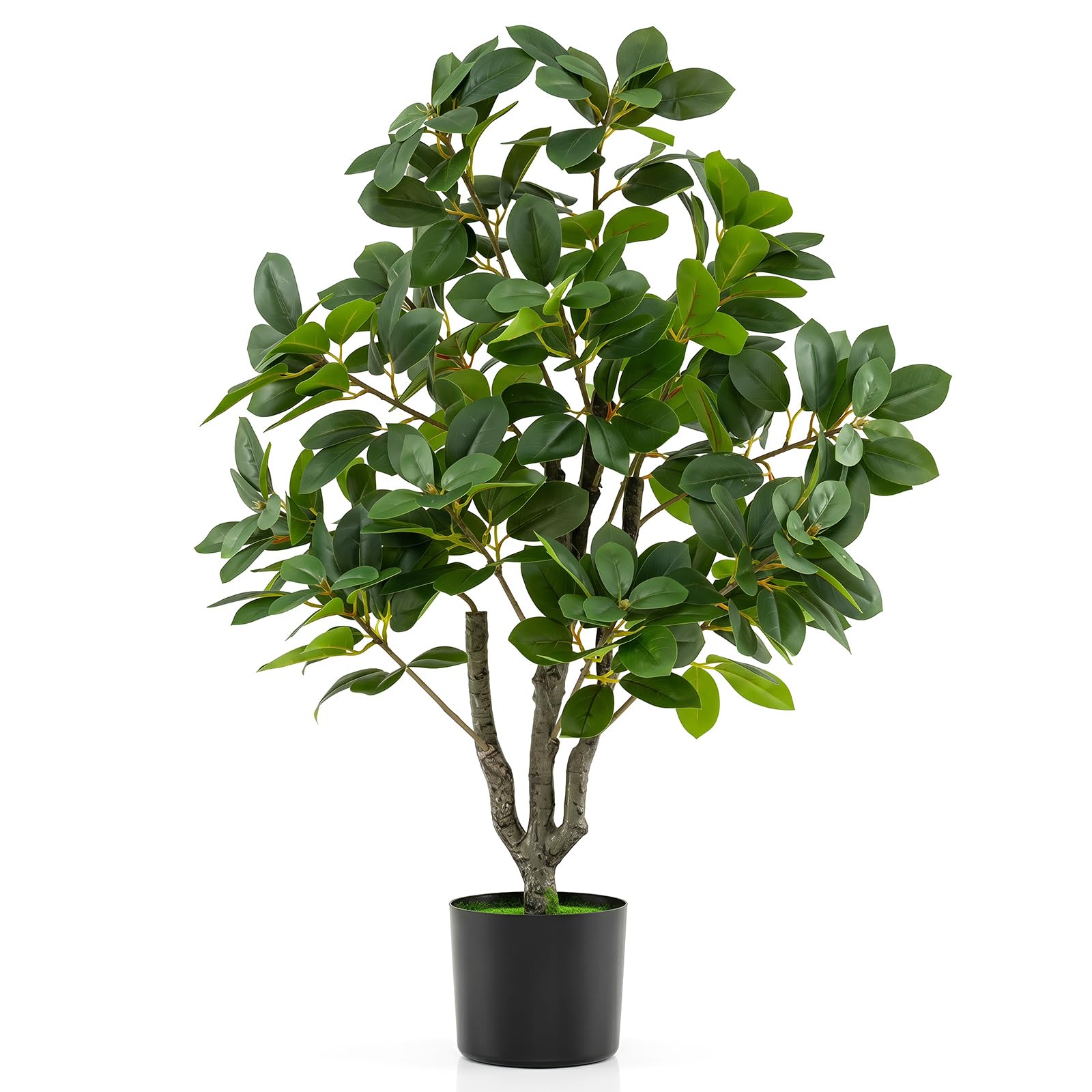 COSTWAY Pianta Finta, Ficus Finto da Interno e Esterno (80 cm) | Albero Artificiale con Rami Realistici, Foglie Fitte e Vaso Zavorrato, per Salotto, Ufficio, Hotel, Balcone e Giardino