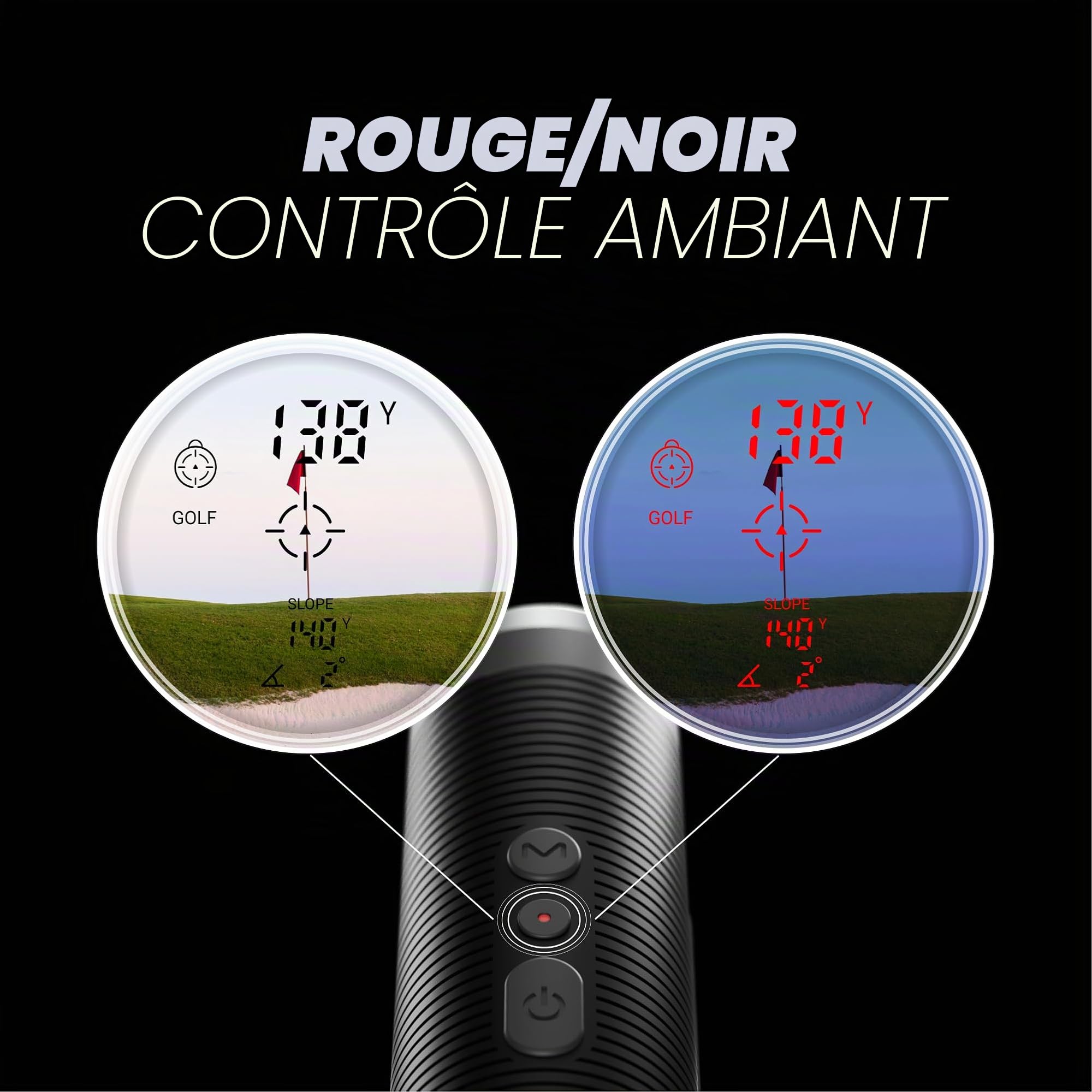 Blue Tees Golf - Série 3 Max - Noir - avec Télémètre Laser avec Commutateur de Pente - portée de 900 Yards, Mesure de la Pente, Bande magnétique, Affichage ambiant, Grossissement 7X