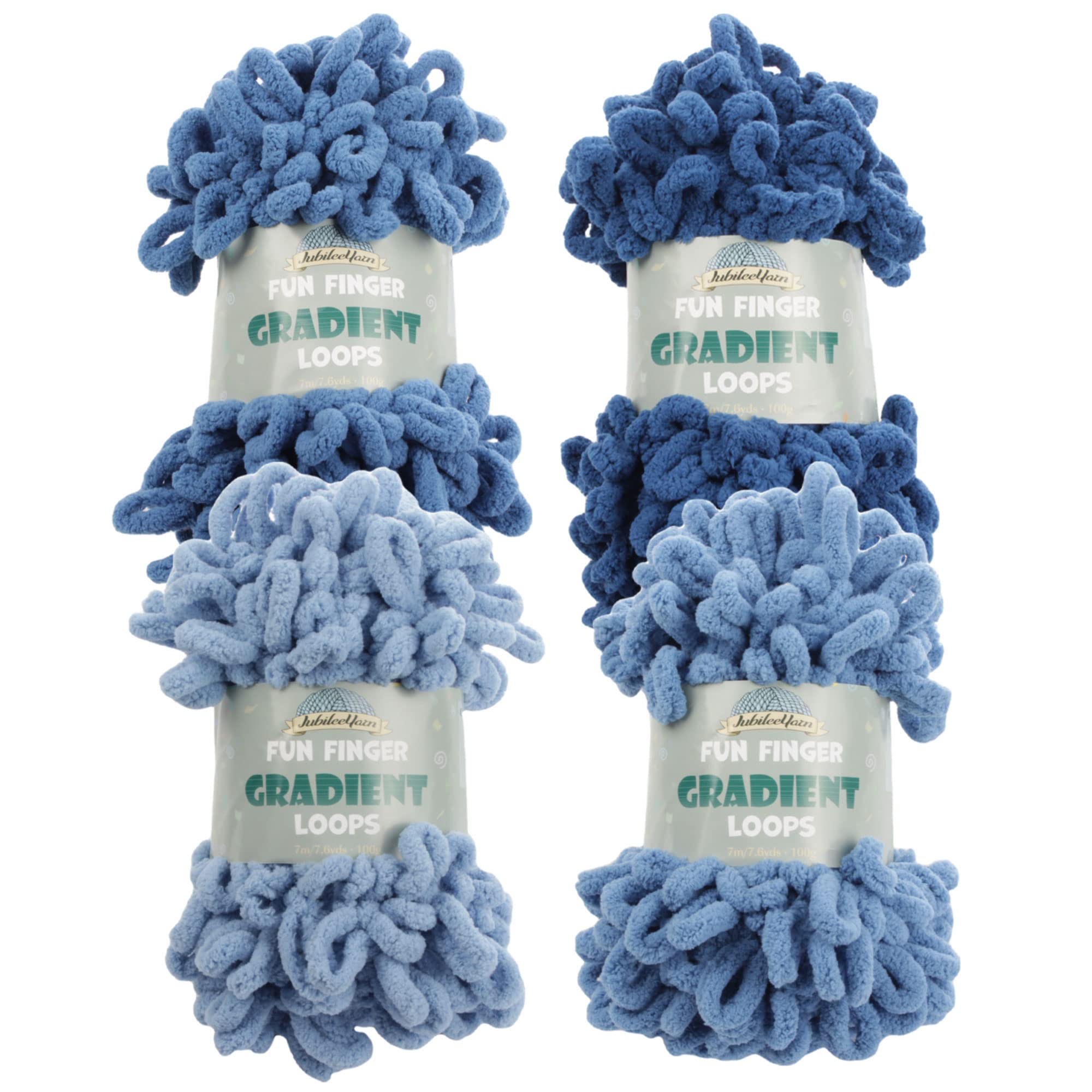 JubileeYarn Fun Finger Gradient Loops Yarn - Jumbo Polyester - 100g/Skein - Nixi - 4 Skeins