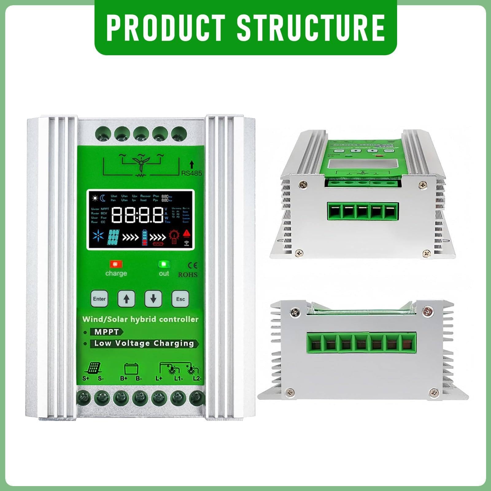 Regolatore di carica ibrido solare eolico da 3000 W-15000 W, sistemas supplementare solare eolico, caricabatterie eolico, regolatore di carica eolico, regolatore di carica di energia LCD 8000W