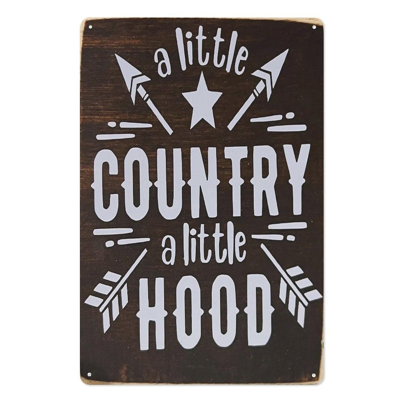MQXFCZUX Humorous Cowboy Decor Metal Tin Sign A Little Country A Little City Life Wall-Art for Western Bar Game Room Office 8 X 12 inch