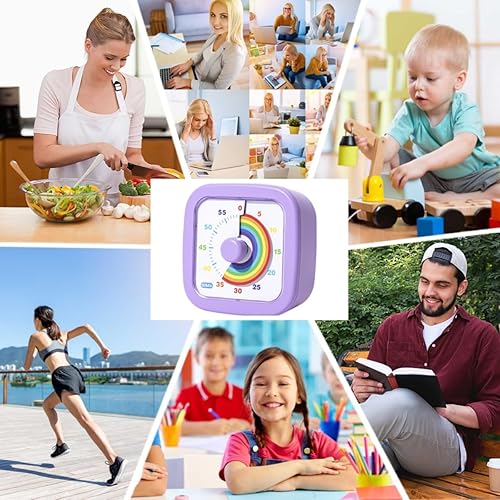 Miniatura 3 de Temporizador visual para niños, lindo arco iris, temporizador de cuenta regresiva de 60 minutos, gestión del tiempo para niños y adultos,