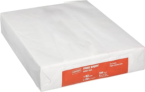 1 resma – 500 hojas de grapas envueltas en polietileno, blanco multipropósito/copia/láser/papel de impresora, 20 libras, 92 brillantes
