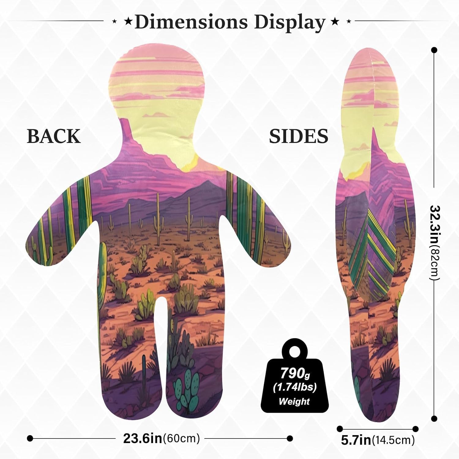 Cactus Desert Human-Shaped Pillow Soft Body Pillows Washable Velvet Pillows for Anxiety Relief Sleeping Cuddling & Support