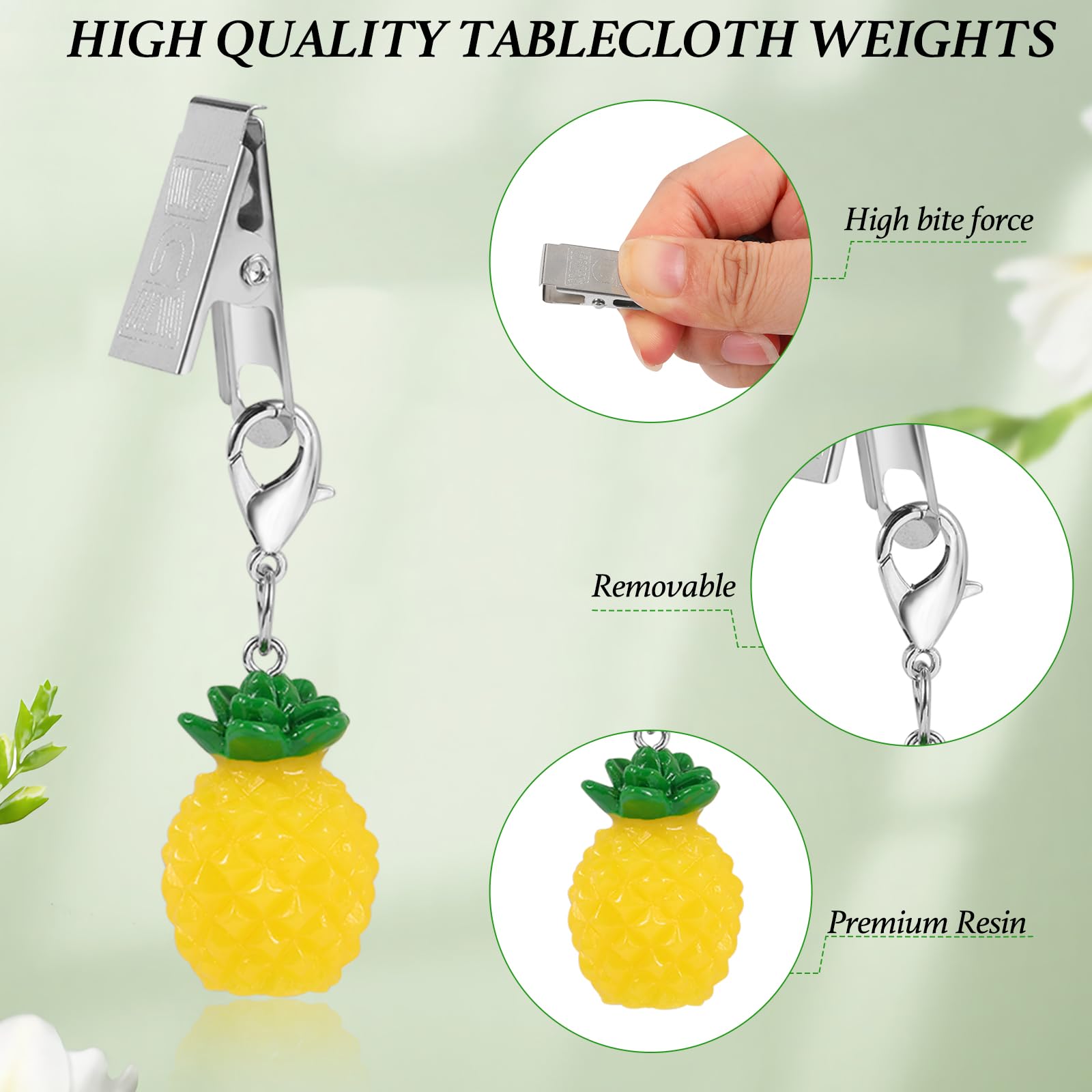 Lot De 8 Pinces pour Poids De Nappe Exterieur Décoration Pique Nique Camping Fête (Ananas)