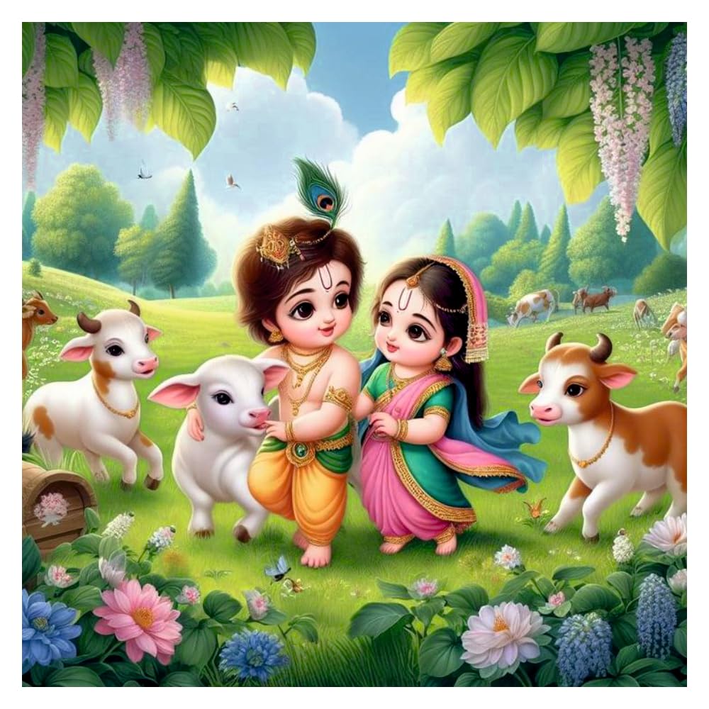 Sky Flying Vinyl Baby Krishna With Radha And Little Cows Wall Poster For Living Room, Kids Room, Office (Size - 41Cm X 41Cm) (B0CYHZR1Q3) Amazon Price History, Amazon Price Tracker