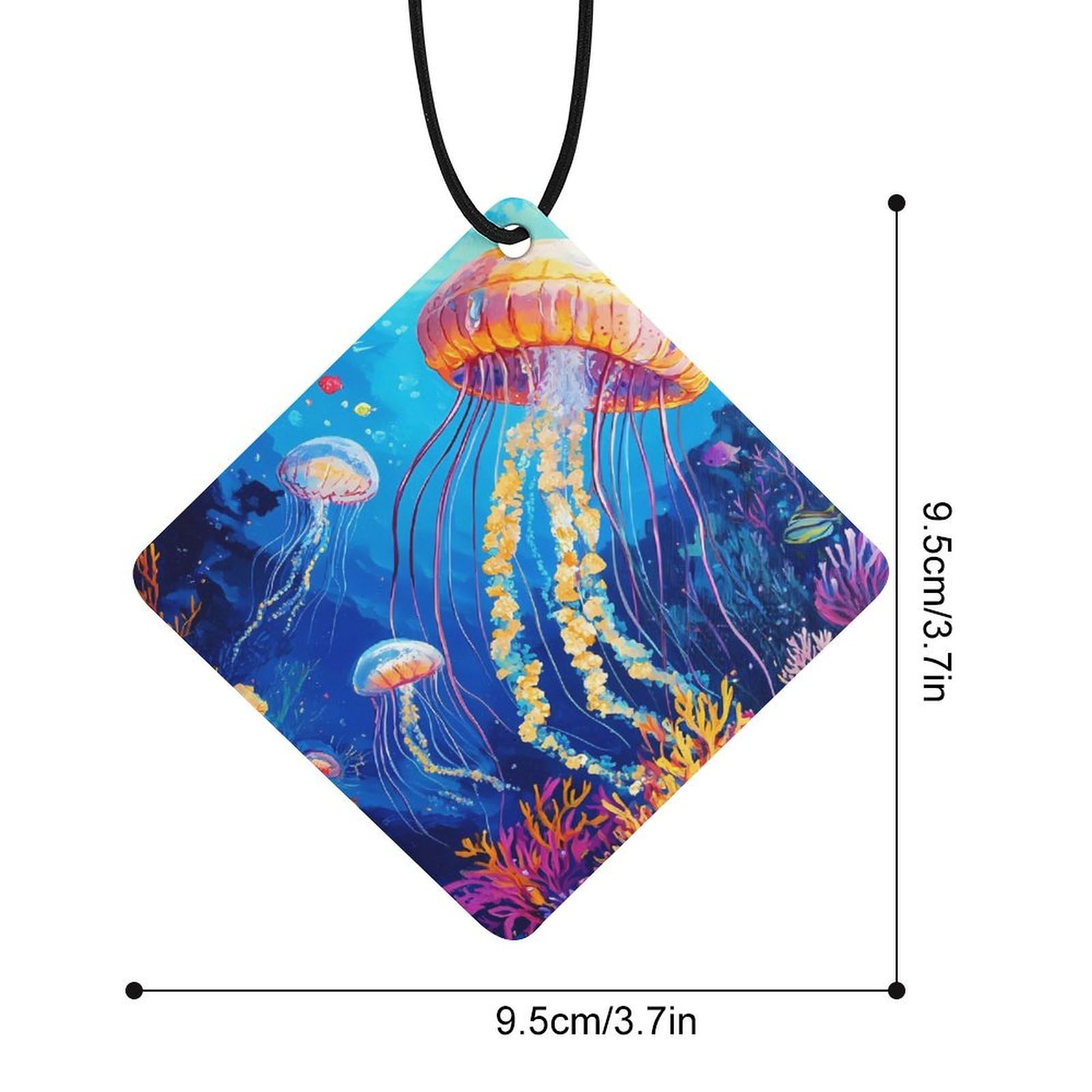 Seabed Jellyfish Car Air Freshener Hanging Aromatherapy Tablets for Car Accessories Rhombus
