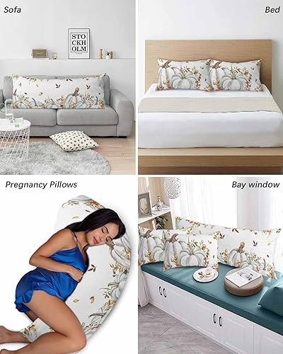 Miniatura 6 de Fundas de almohada de eucalipto y calabaza, tamaño King, 2 paquetes de fundas de almohada suaves para sofá, sofá de cuerpo largo, funda de cojín