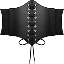 AOGOE Women's Elastic Corset, Lace Up Corset for Women, Wide Elastic Corset Belts, Pirate Women Belt Retro Corset for Halloween Party (Black, M)