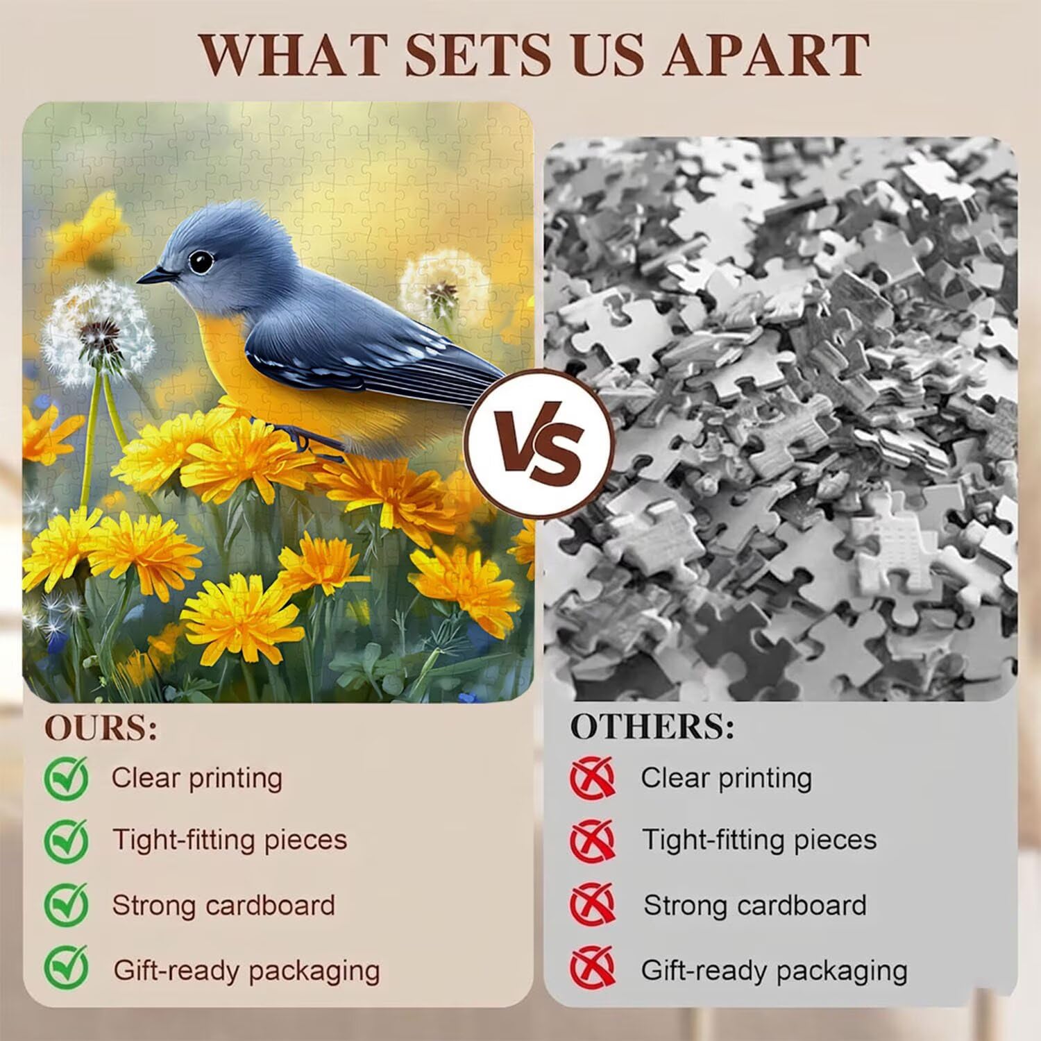 fiore uccello Puzzle 3000 Pezzi per Adulti, Puzzle in Legno - Collezione Classica con Poster Incluso - Sfida di Concentrazione e Passatempo Antistress, Gioco Educativo per Famiglia, 122 x 81 cm f0-362