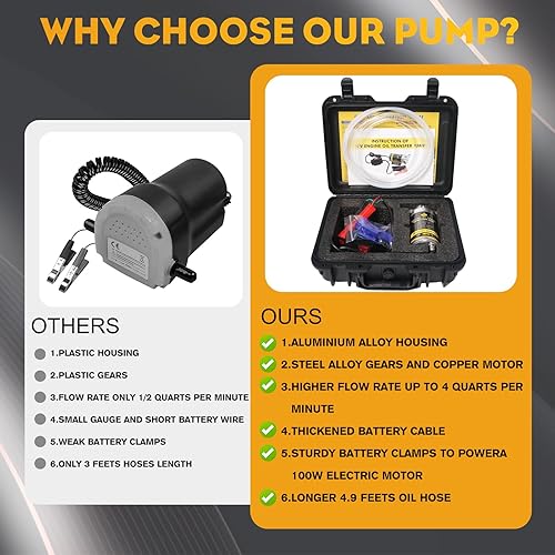 Miniatura 6 de Bomba extractora de aceite eléctrica, bomba de transferencia de aceite de 1224 V 100 W, bomba de aceite a prueba de fugas para cambio de aceite,
