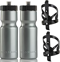 Vista 9 de Bike Water Bottle Holder & Bottle Combo – 2-Pack 22 oz Sports Squeeze Bottles with Pull Top Cap & Easy-Install Bike Cage – Made in USA – 50 Strong