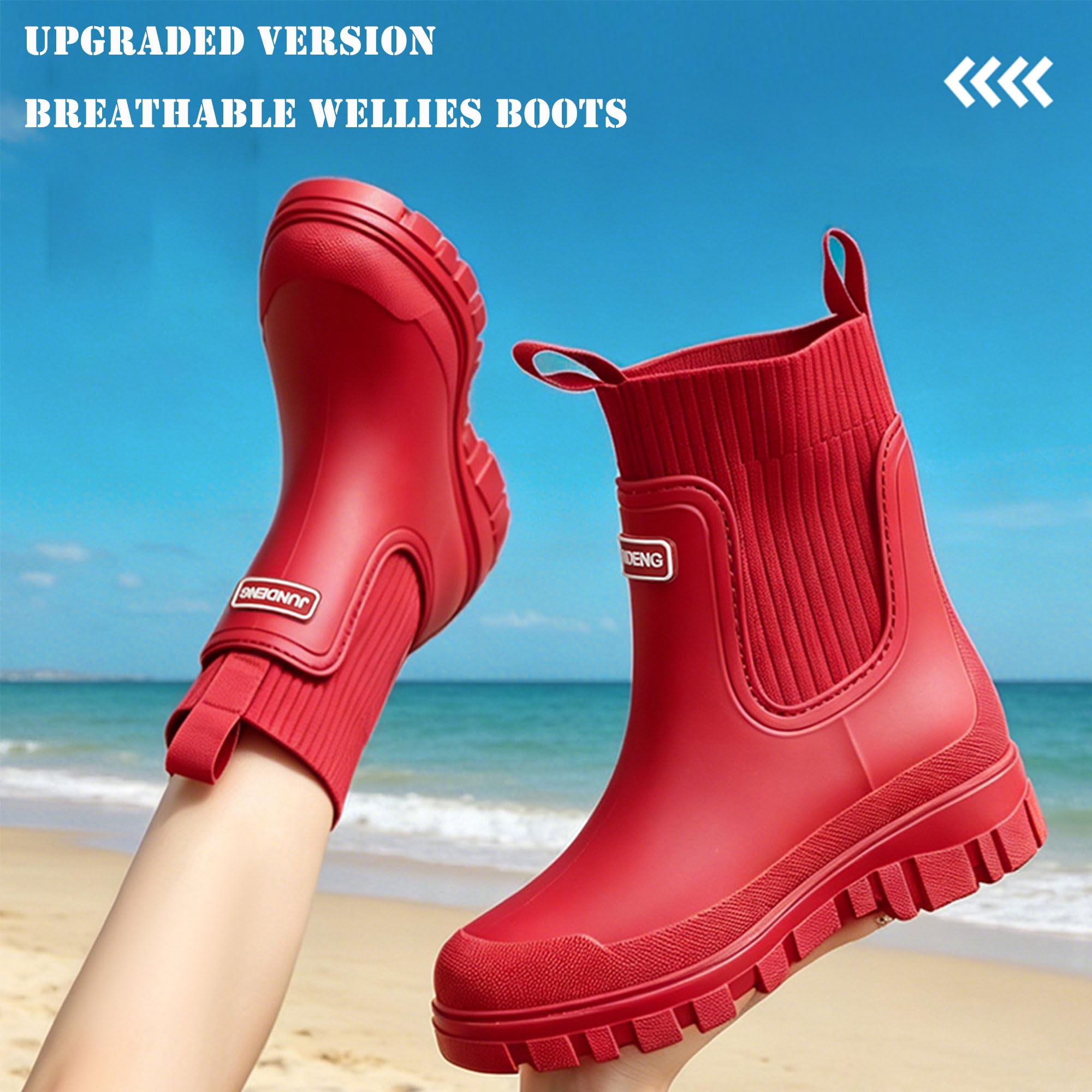 Gummistiefel Damen Halbhoch Wasserdicht Chelsea Boots Stallschuhe