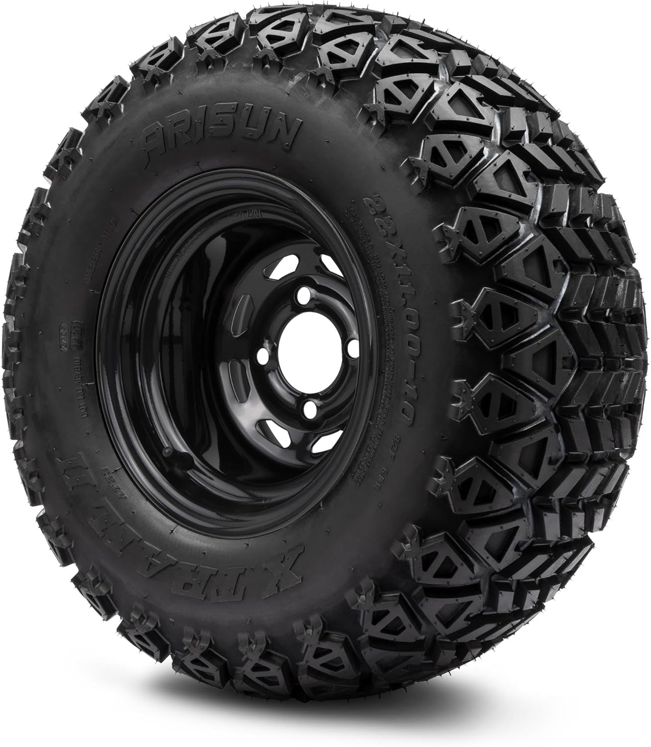 10"x7" Black 8 Window Steel - Golf Cart Lifted Tires and Wheels Combo Set of 4