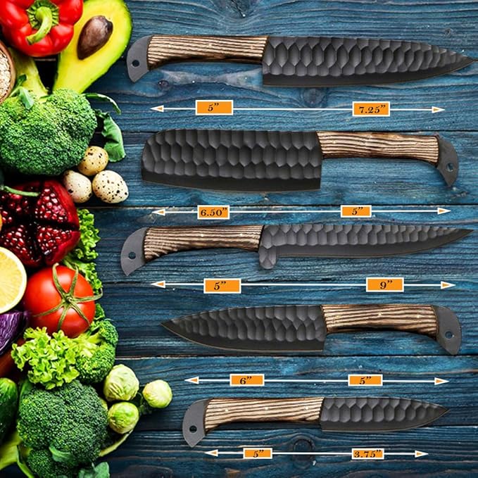 Set Cuchillos Cocina 5 Piezas Acero Alto Carbono Forjado miniatura 3