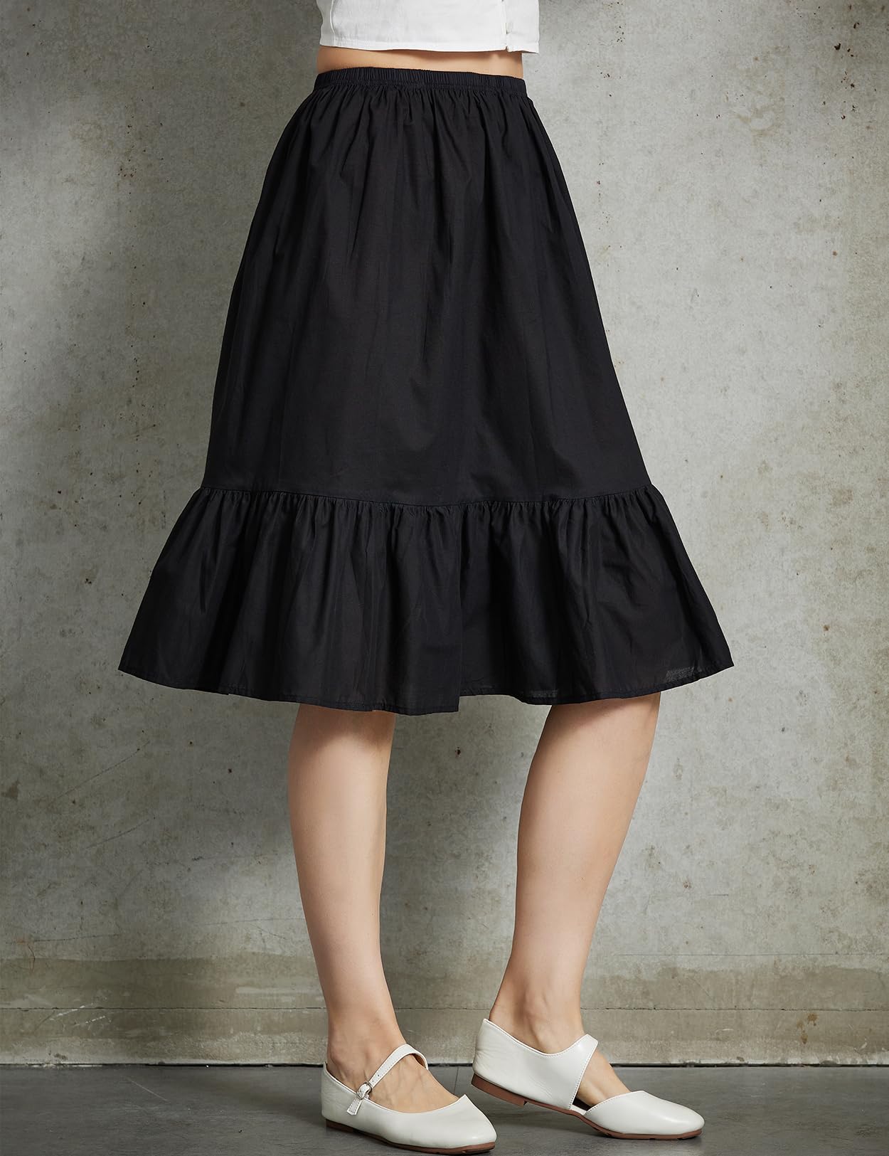 BEAUTELICATE Enaguas para Mujer Algodón Antiestática Larga Corto Media Combinacion Falda para Vestido Blanco Marfil Negro Ropa Interior