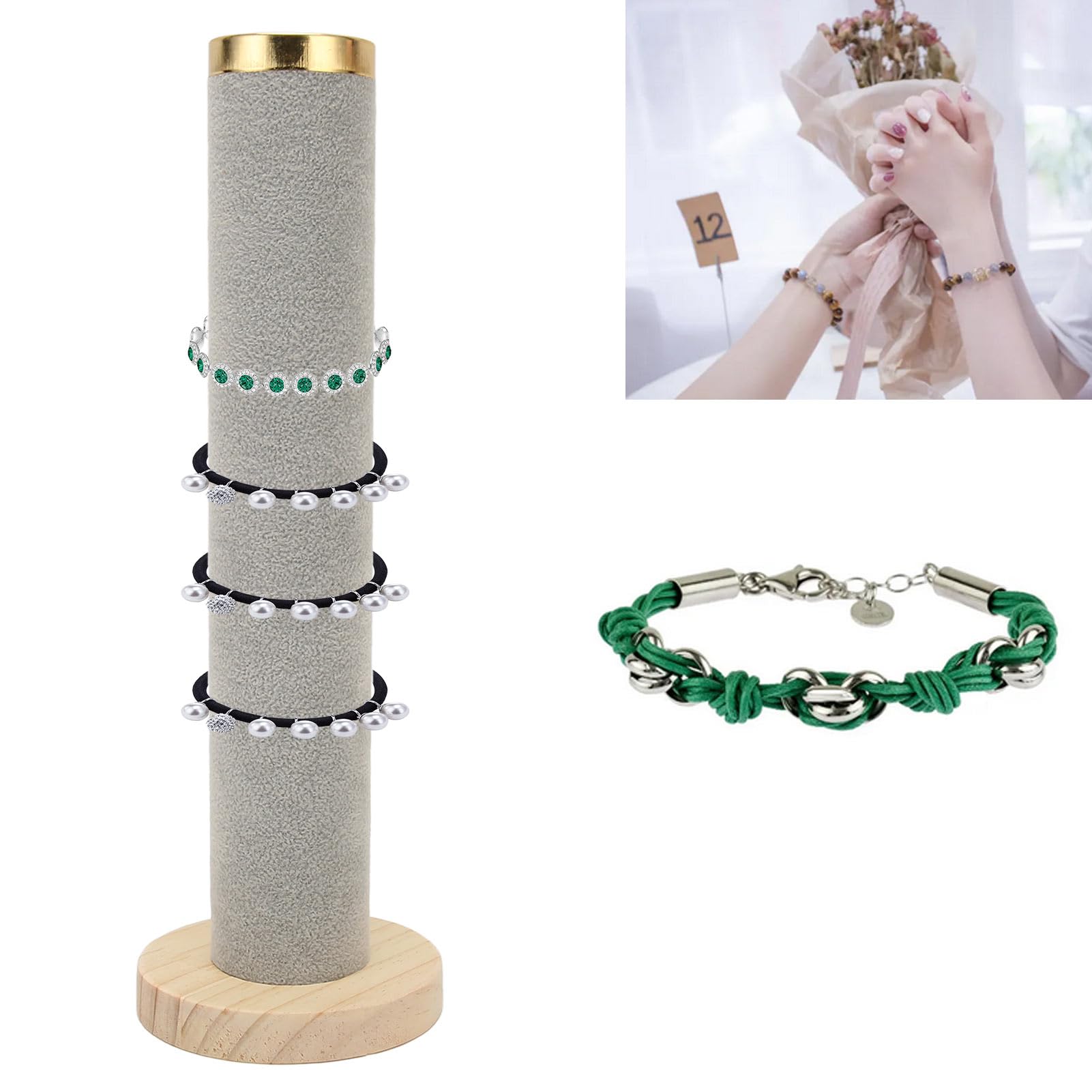 Présentoir vertical en velours pour bracelets bijoux chouchous et montres de femme