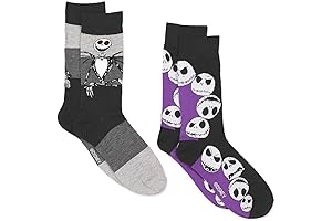 Disney Nightmare Before Christmas Jack Skellington and Sally Stitch Socks Mens