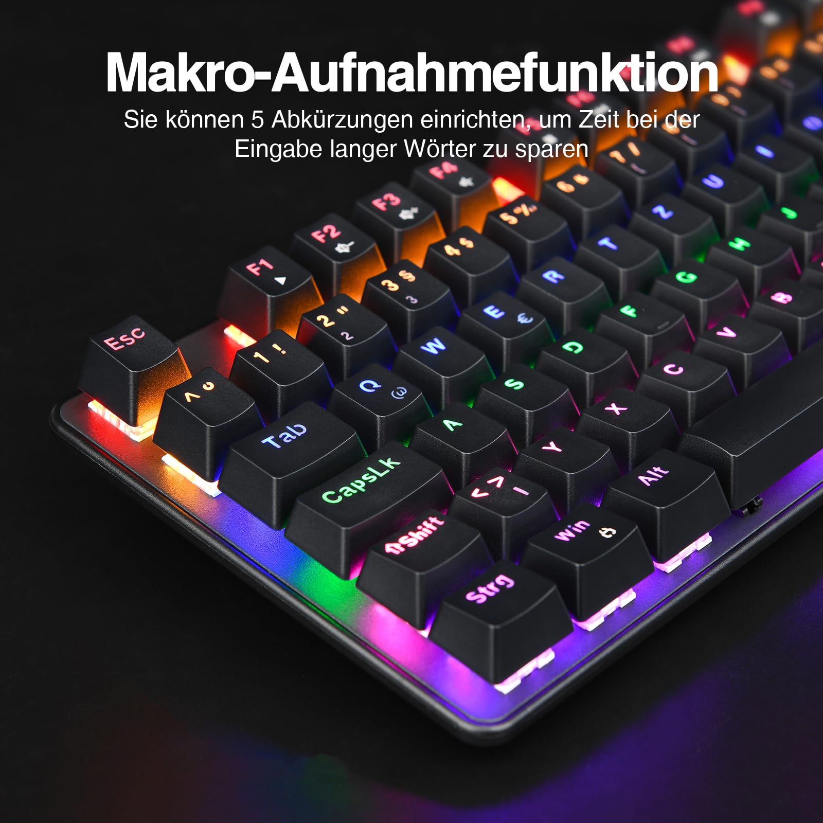 Rii Gaming Tastatur TKL QWERTZ, TKL Tastatur Mechanisch, Blaue Schalter (Laut), Tastatur Kabel (Nicht Hot-Swap-Fähig, Schäfte sind Nicht austauschbar) - 4