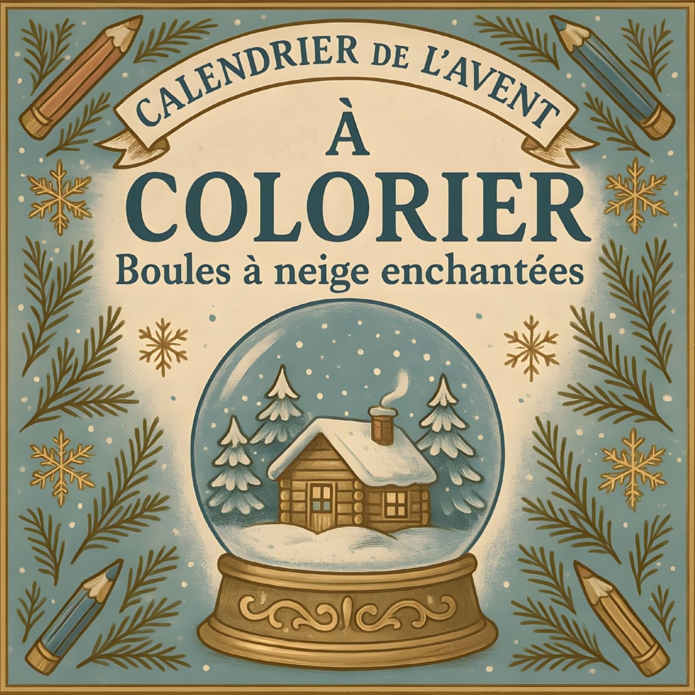 Calendrier de l'Avent à colorier: Boules à neige enchantées