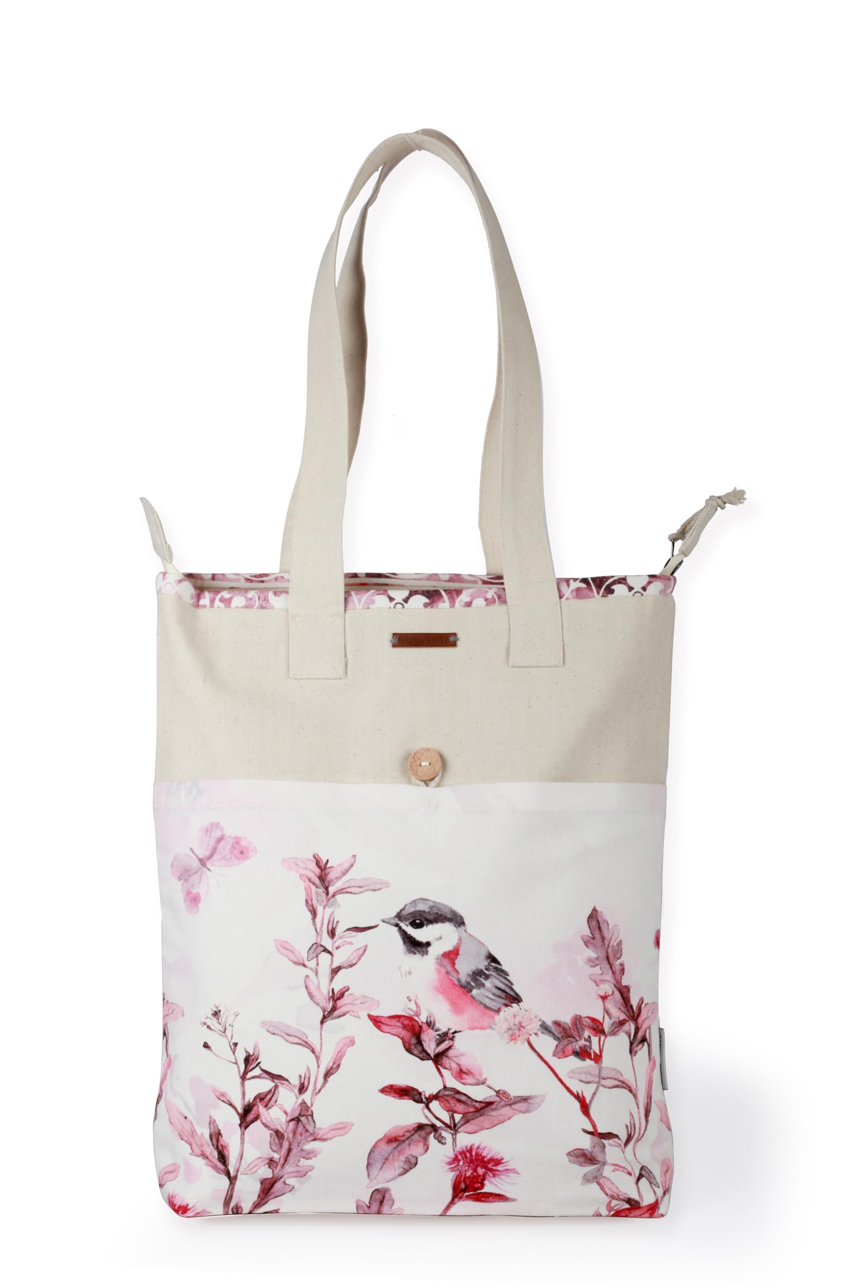 Harry Kritz Vertical Printed Cotton Canvas Tote with Bird Print for Daily Use. (B0DHPJJSJD) Amazon Price History, Amazon Price Tracker