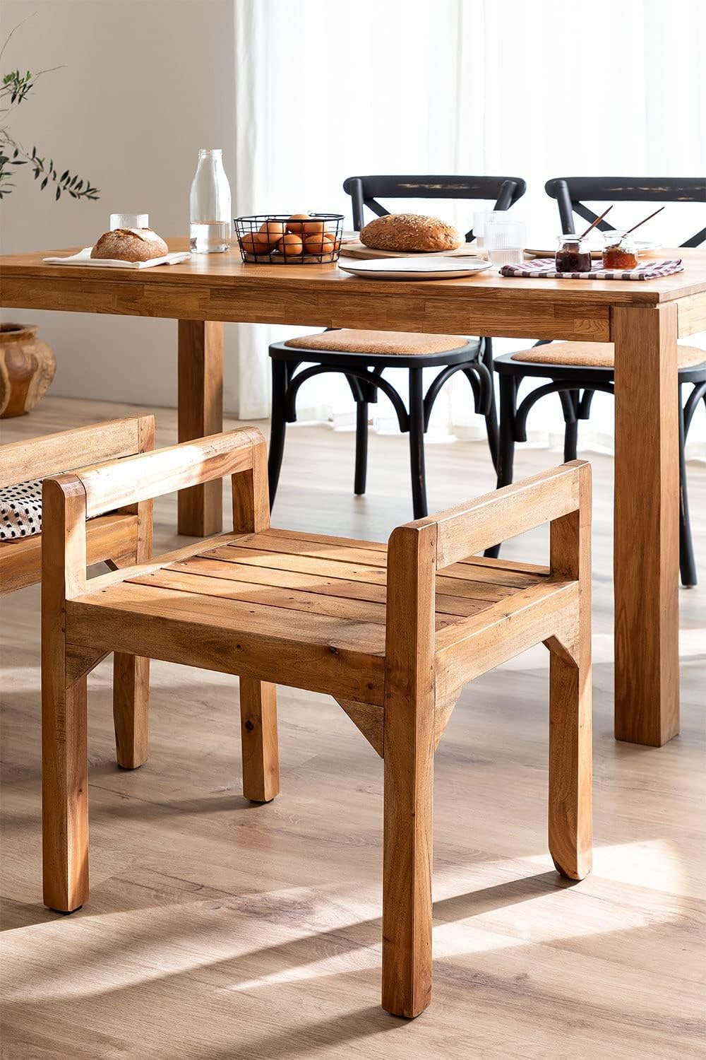 GOKUL ART Solid Sheesham Wood Seating Bench with Armrest for Home Living Room Hall Wooden Furniture for Indoor Outdoor Garden Balcony (Teak Finish) Platform 2