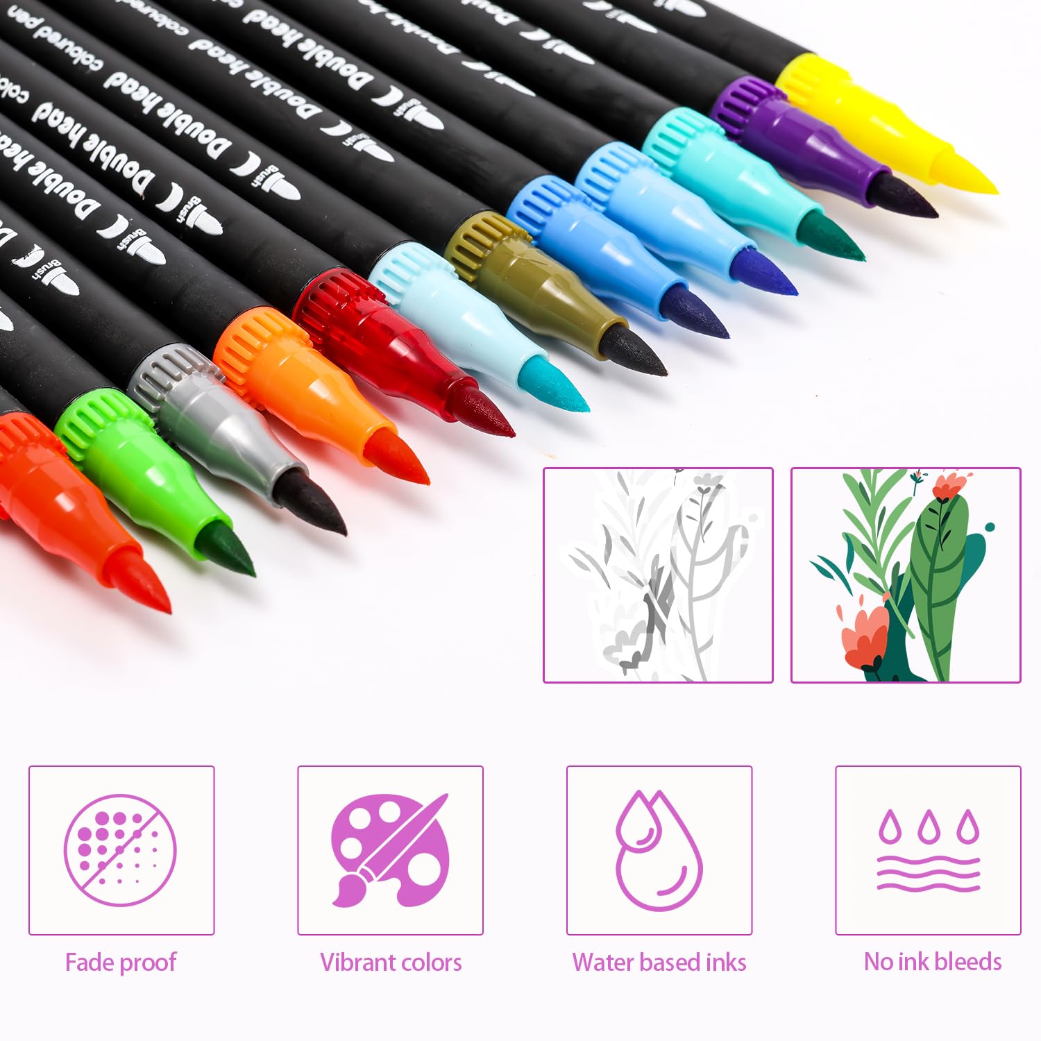 Zhufas - Feutres Double Pointe 80 Couleurs - Pour Coloriage Adulte, Mandala, Lettering Et Dessin - Pointe 0.4mm Et 1-2mm