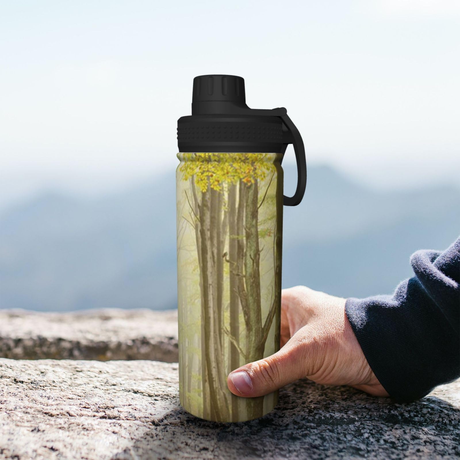 Forest Lane Print Wasserflasche Edelstahl Isolierflaschen 530 ml Sport Wasserflaschen für Männer Frauen