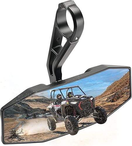 KEMIMOTO Espejo central de visión trasera compatible con RZR para barra antivuelco de 1.75 pulgadas, espejo gran angular 1000 con vidrio